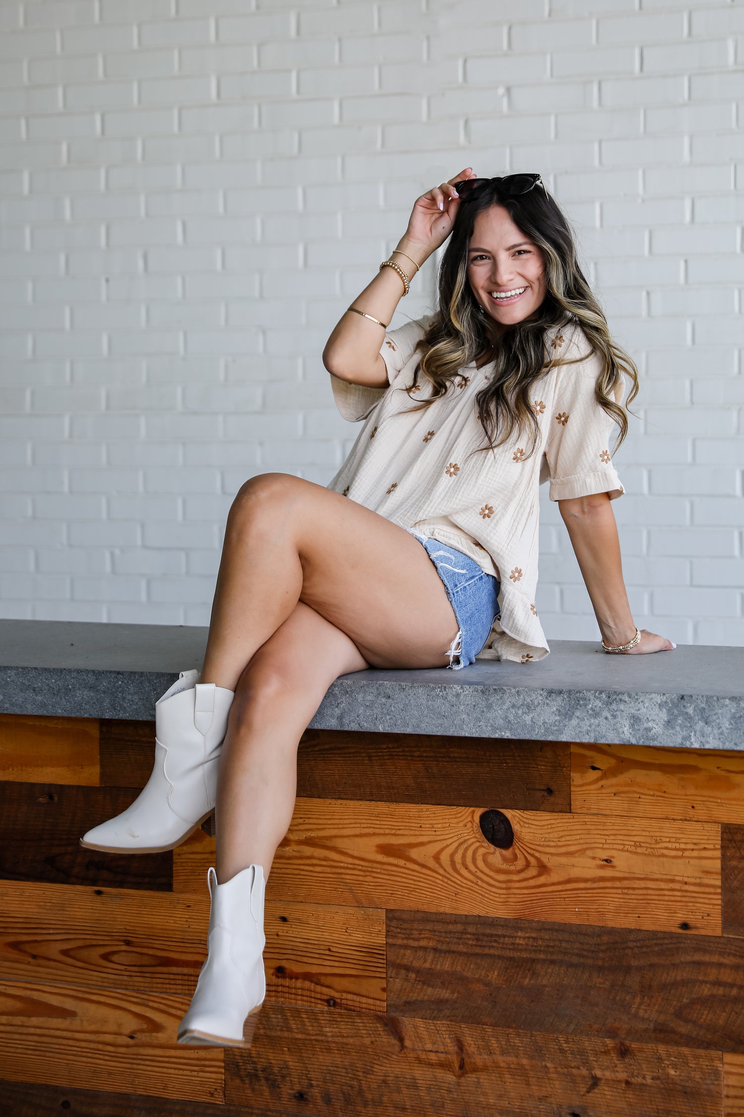 Plenty Of Love Natural Floral Linen Blouse