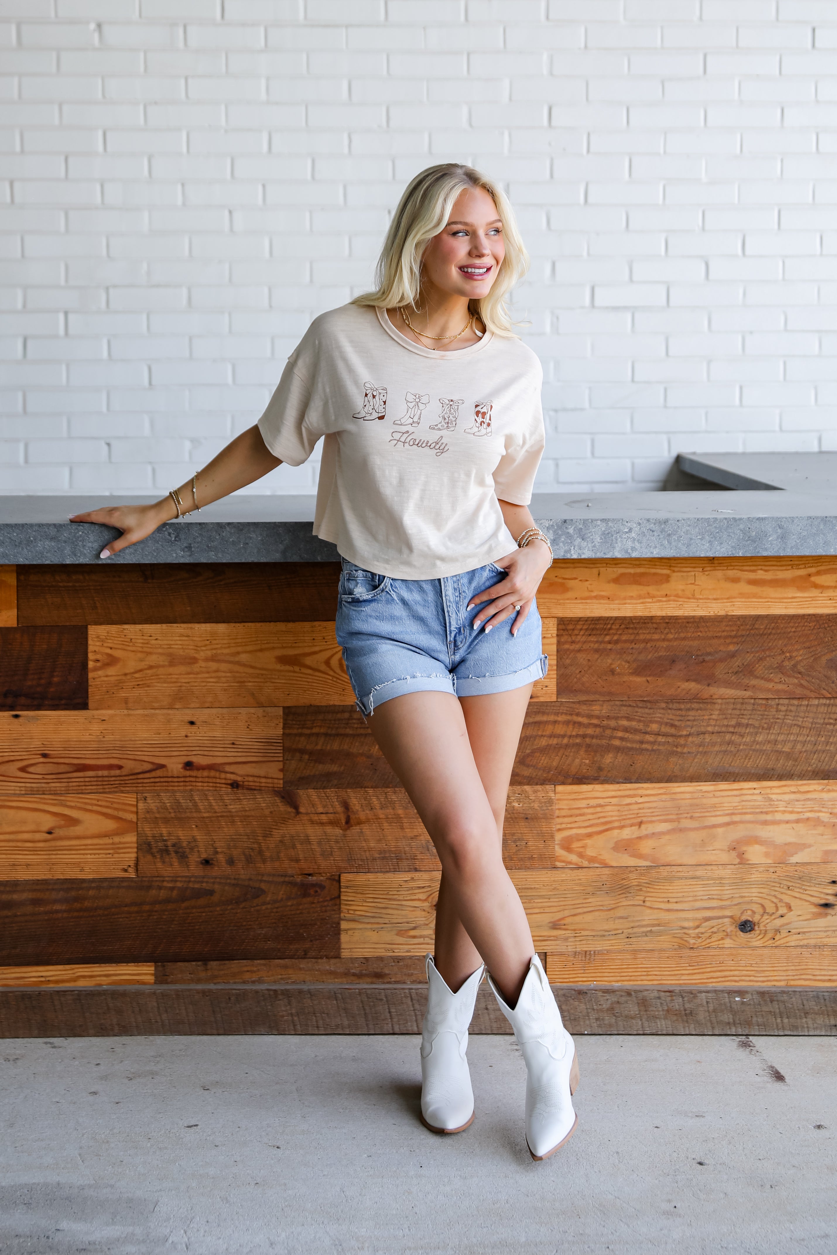 Cream Howdy Graphic Tee