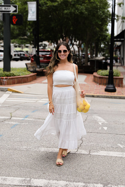 Remember You Fondly White Midi Skirt