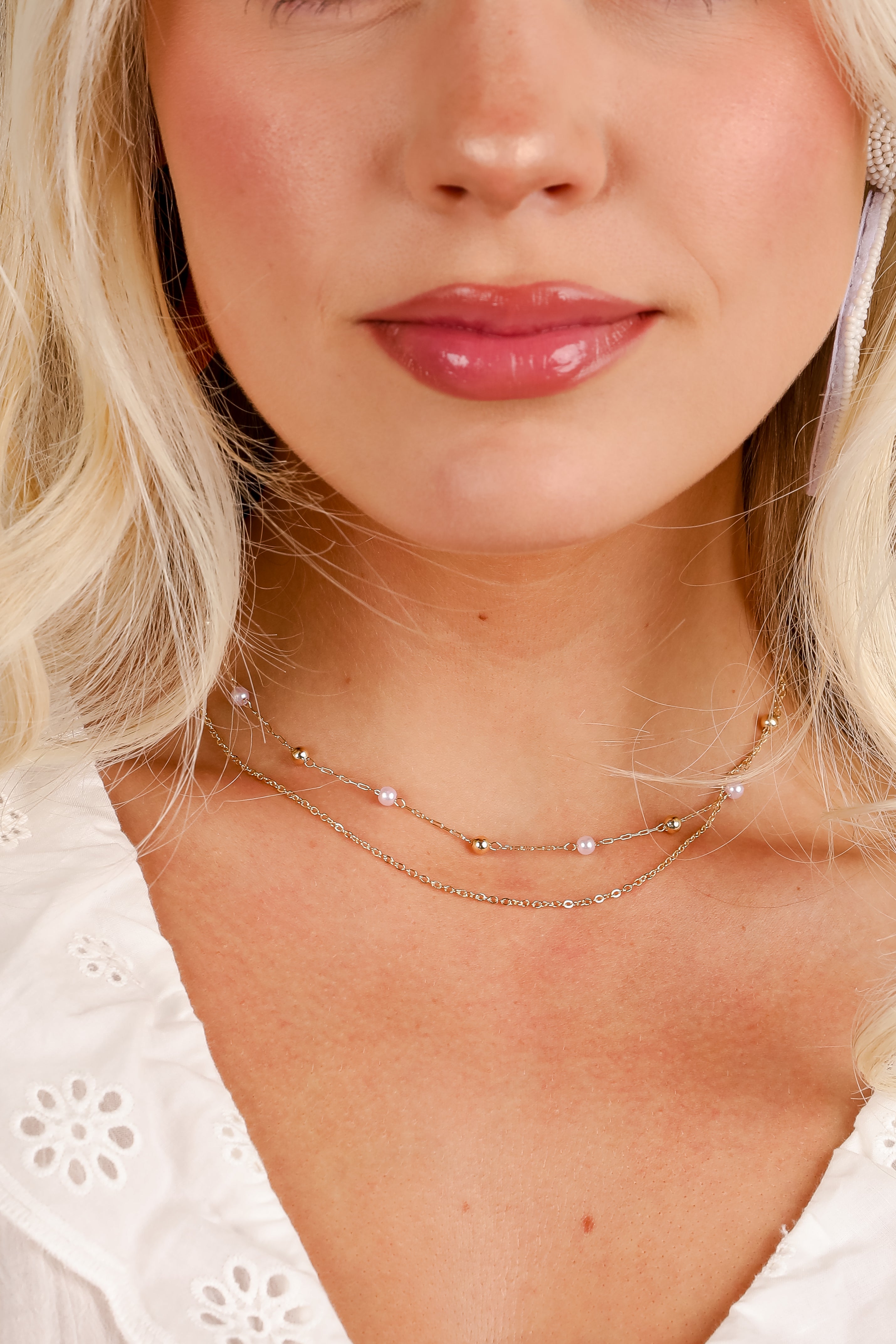 Michelle Gold Pearl Layered Necklace