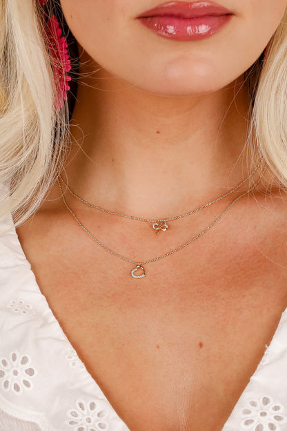 Monica Gold Heart Charm Layered Necklace