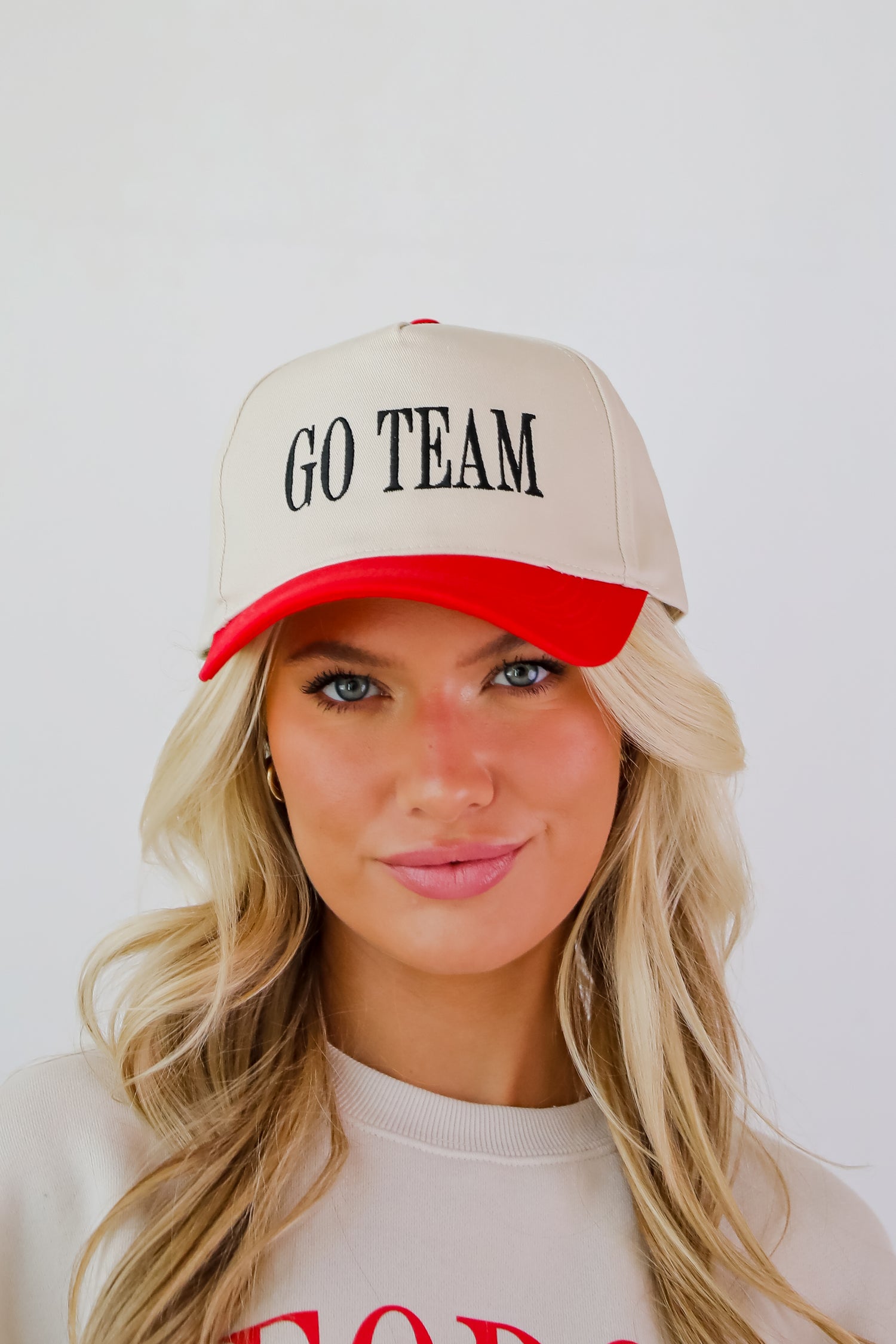 Red Go Team Color Block Embroidered Hat