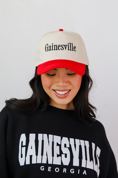 Red Gainesville Color Block Embroidered Hat