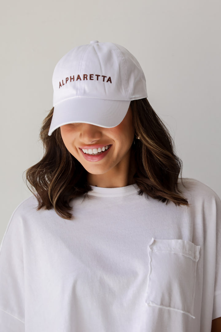 White Alpharetta Embroidered Hat