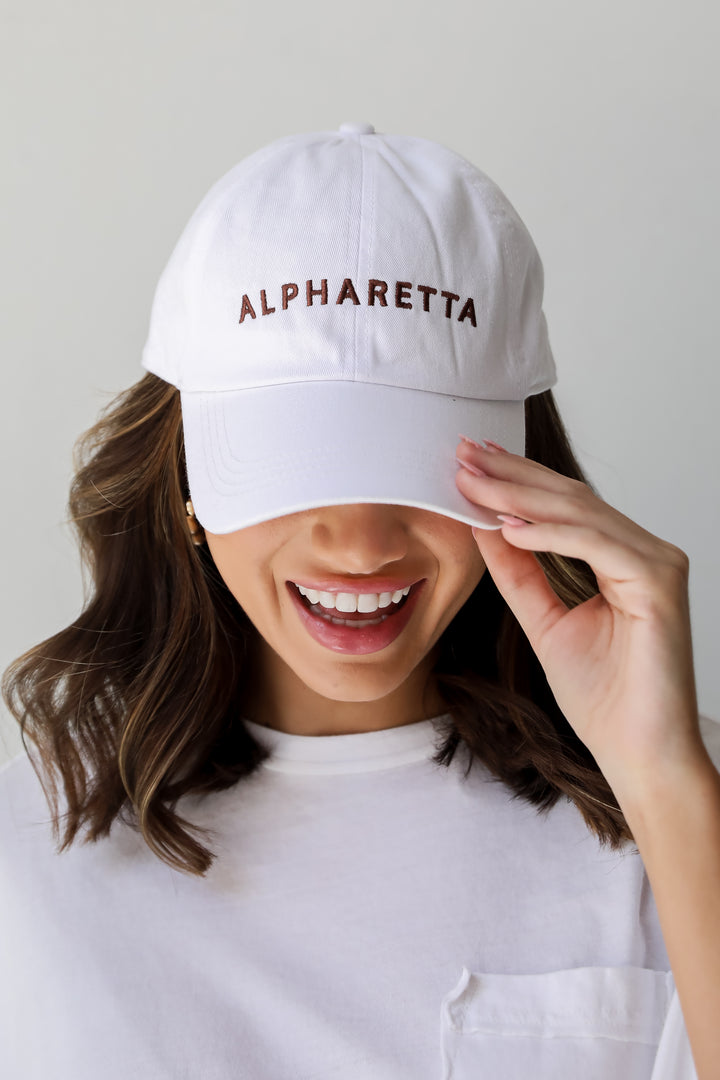 White Alpharetta Embroidered Hat