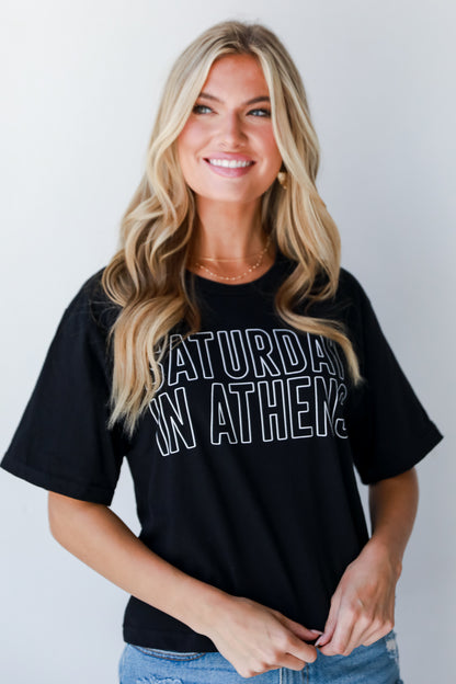 Black Saturday In Athens Cropped Tee front view