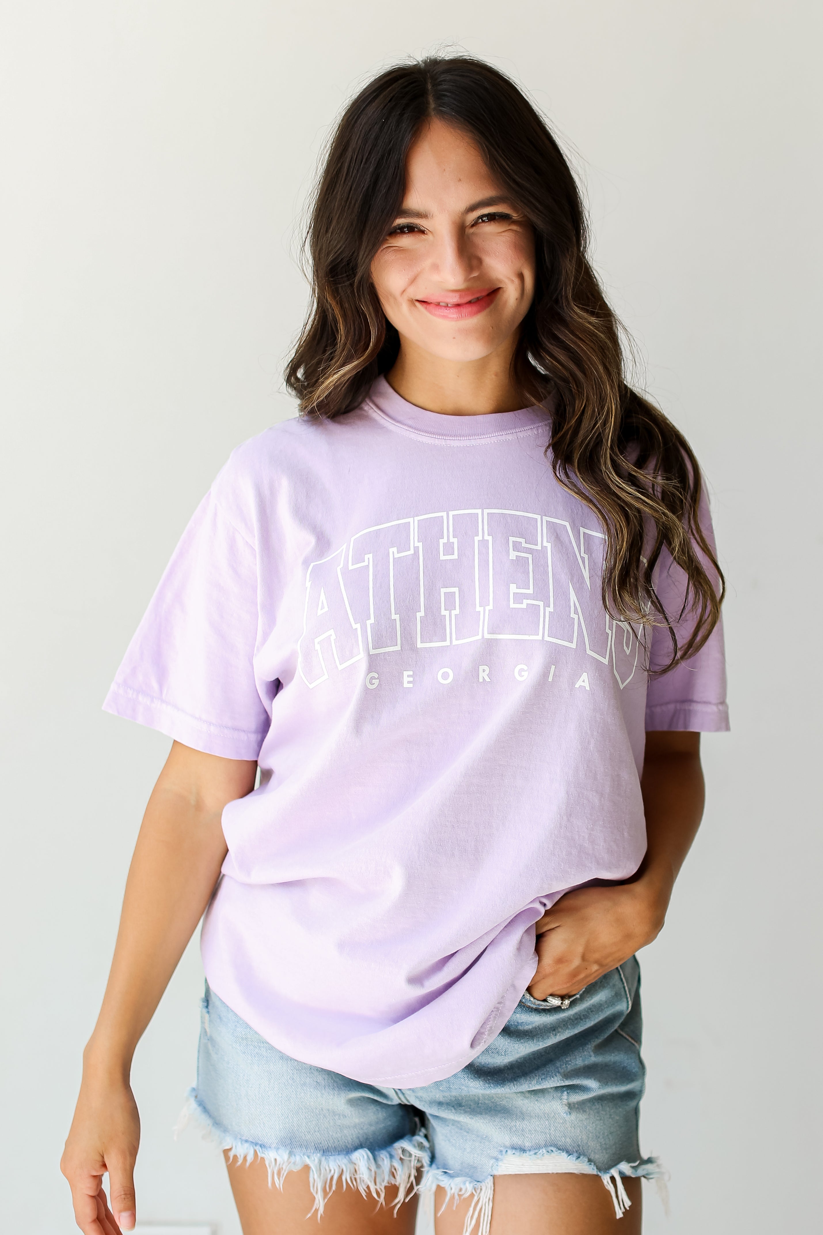 Lavender Athens Georgia Tee on dress up model