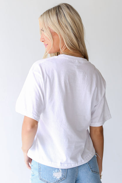 White ATL Star Baseball Cropped Tee back view