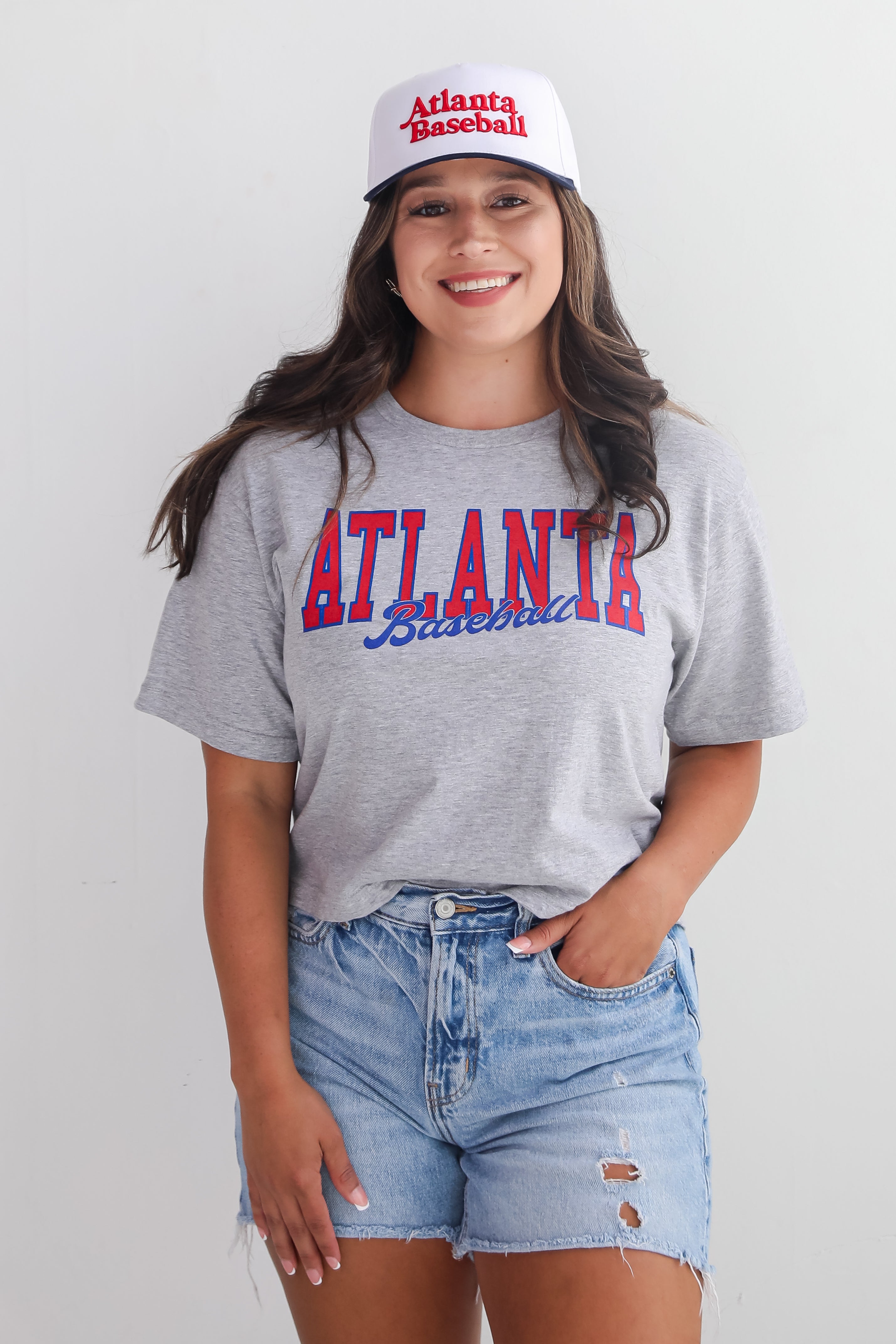 Heather Grey Atlanta Baseball Cropped Tee