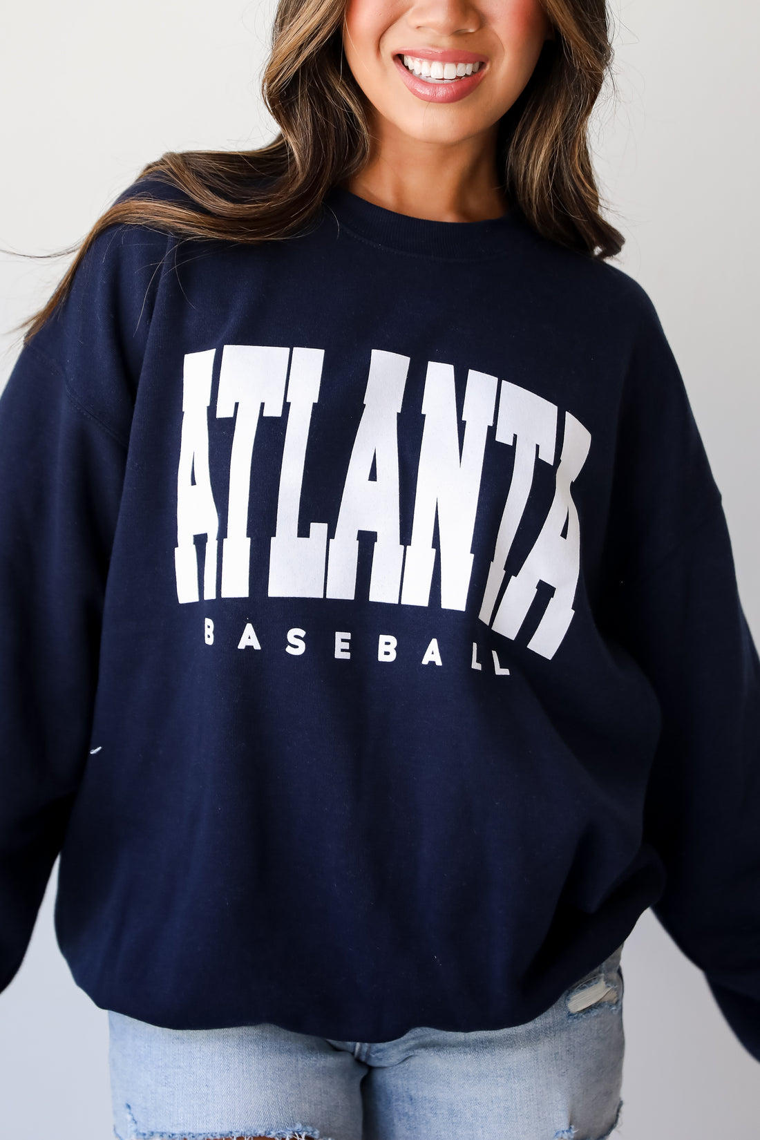 Navy Atlanta Baseball Sweatshirt