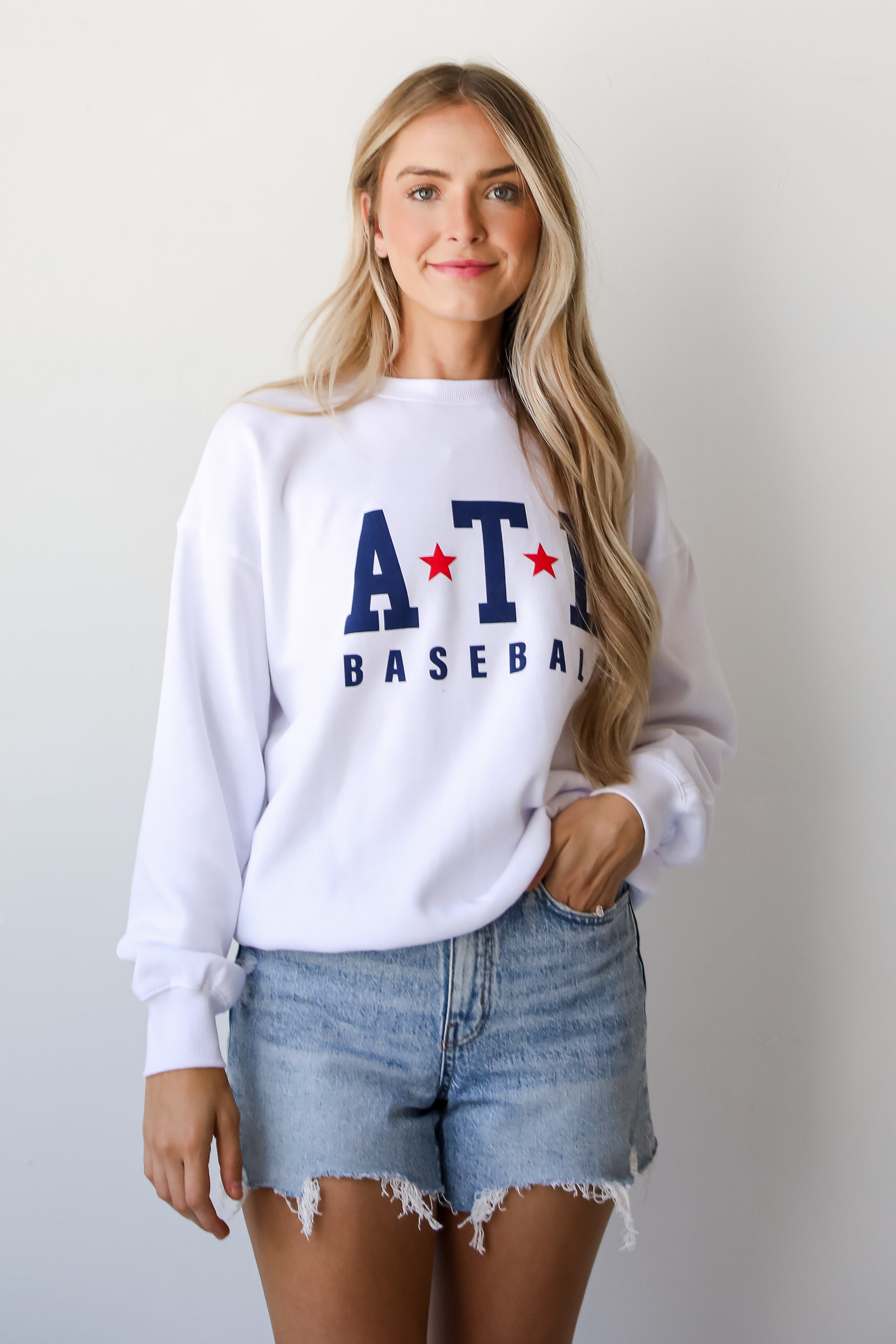 White ATL Baseball Star Sweatshirt