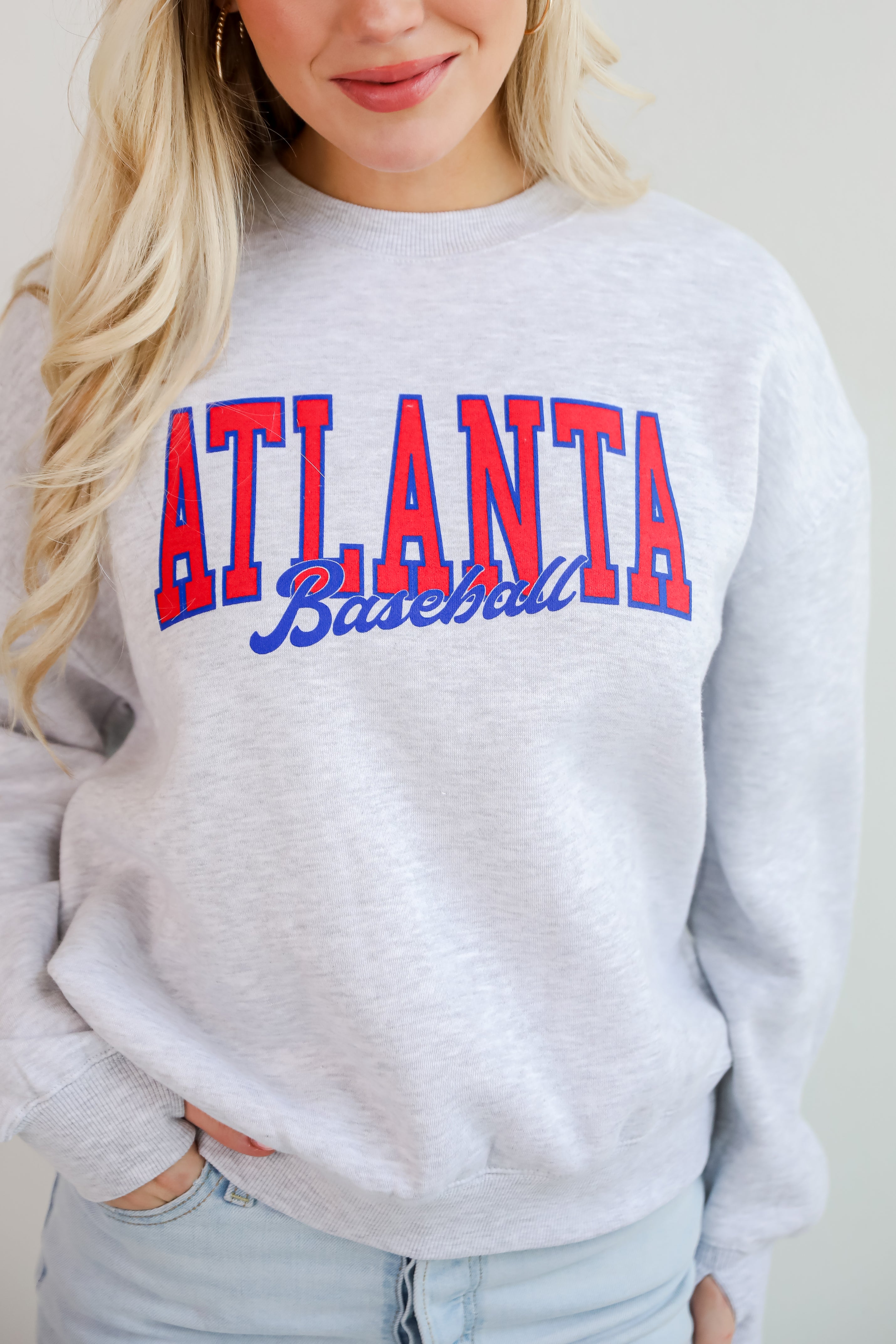 Light Heather Grey Atlanta Baseball Sweatshirt