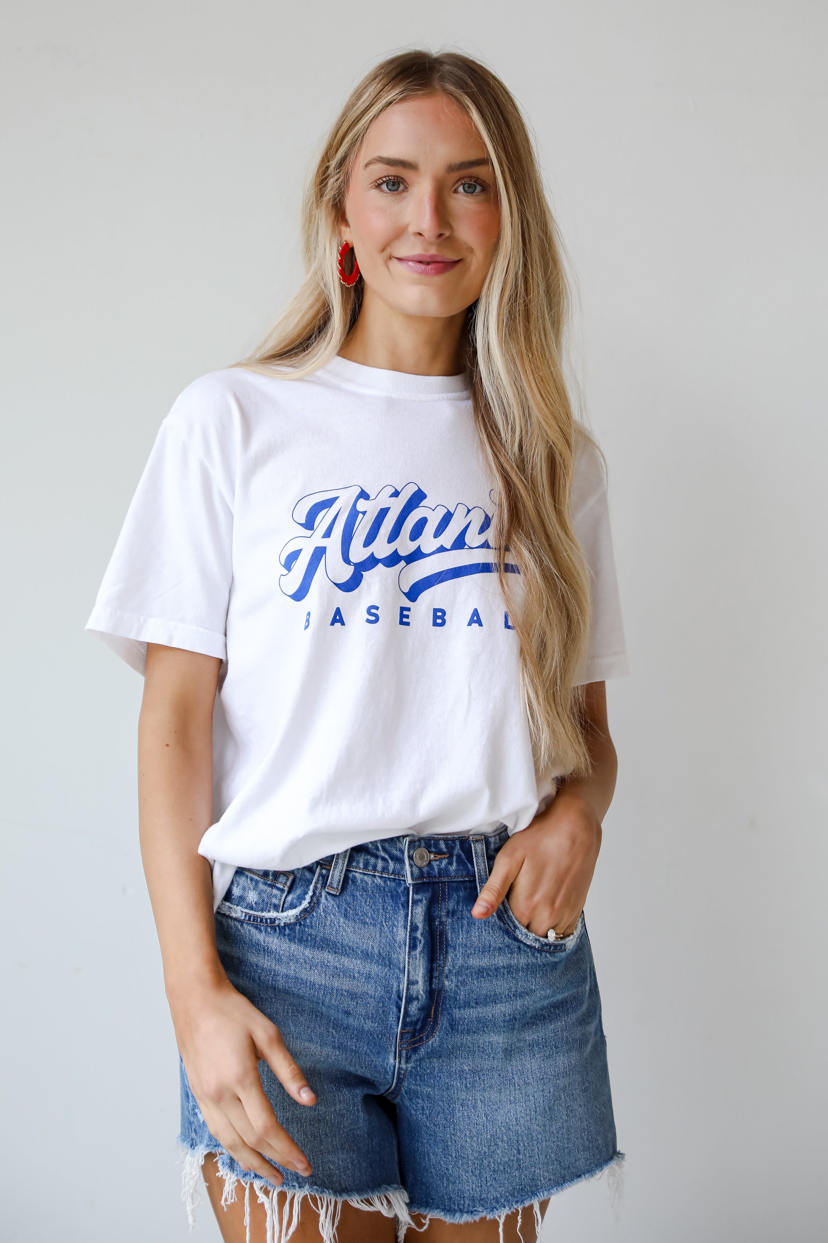 braves  tee for women White Atlanta Baseball Graphic Tee