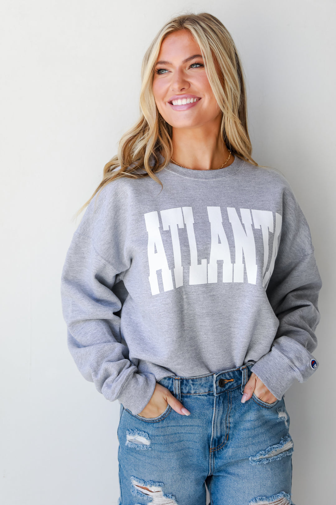 grey Atlanta Pullover close up