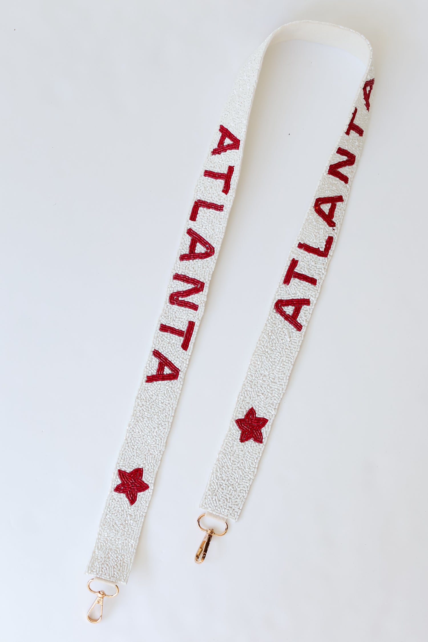 Atlanta Star Beaded Purse Strap flat lay