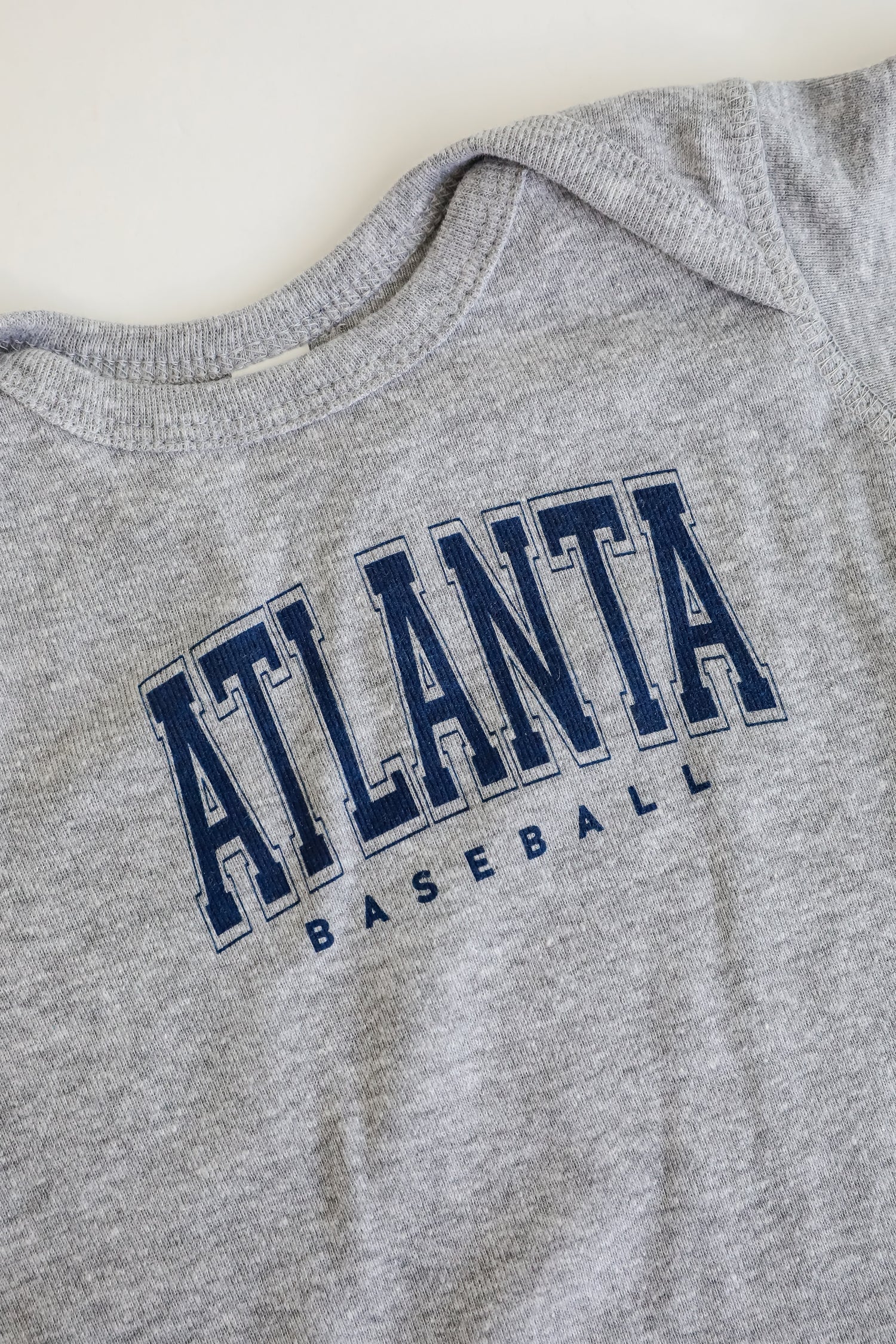 Heather Grey Atlanta Baseball Onesie
