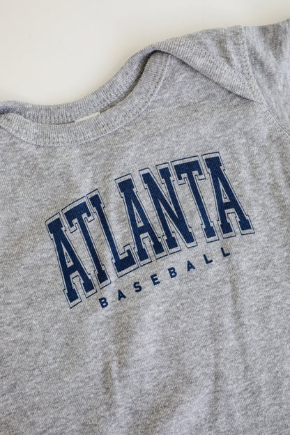 Heather Grey Atlanta Baseball Onesie