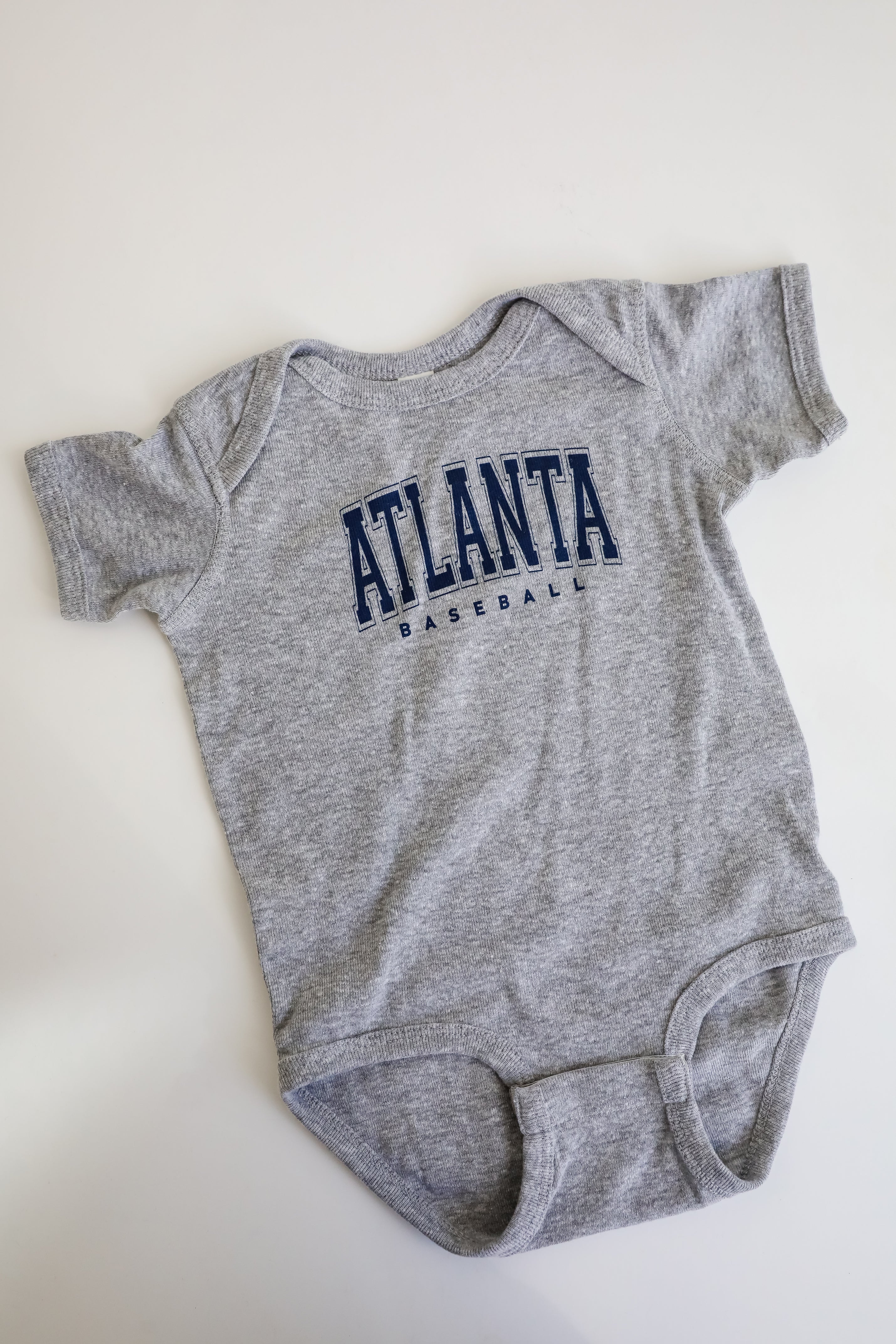 Heather Grey Atlanta Baseball Onesie