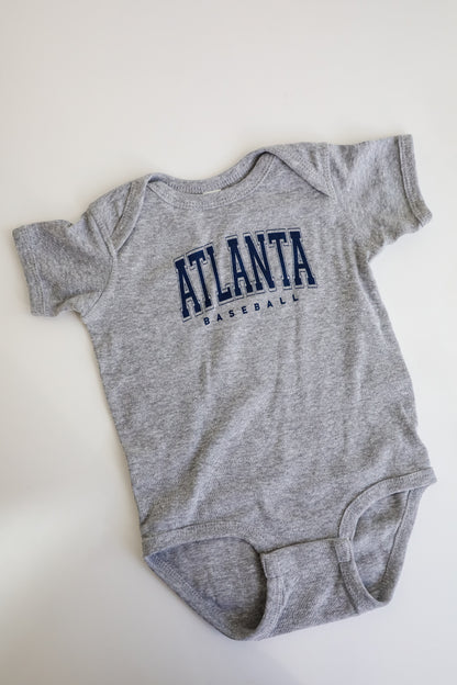Heather Grey Atlanta Baseball Onesie