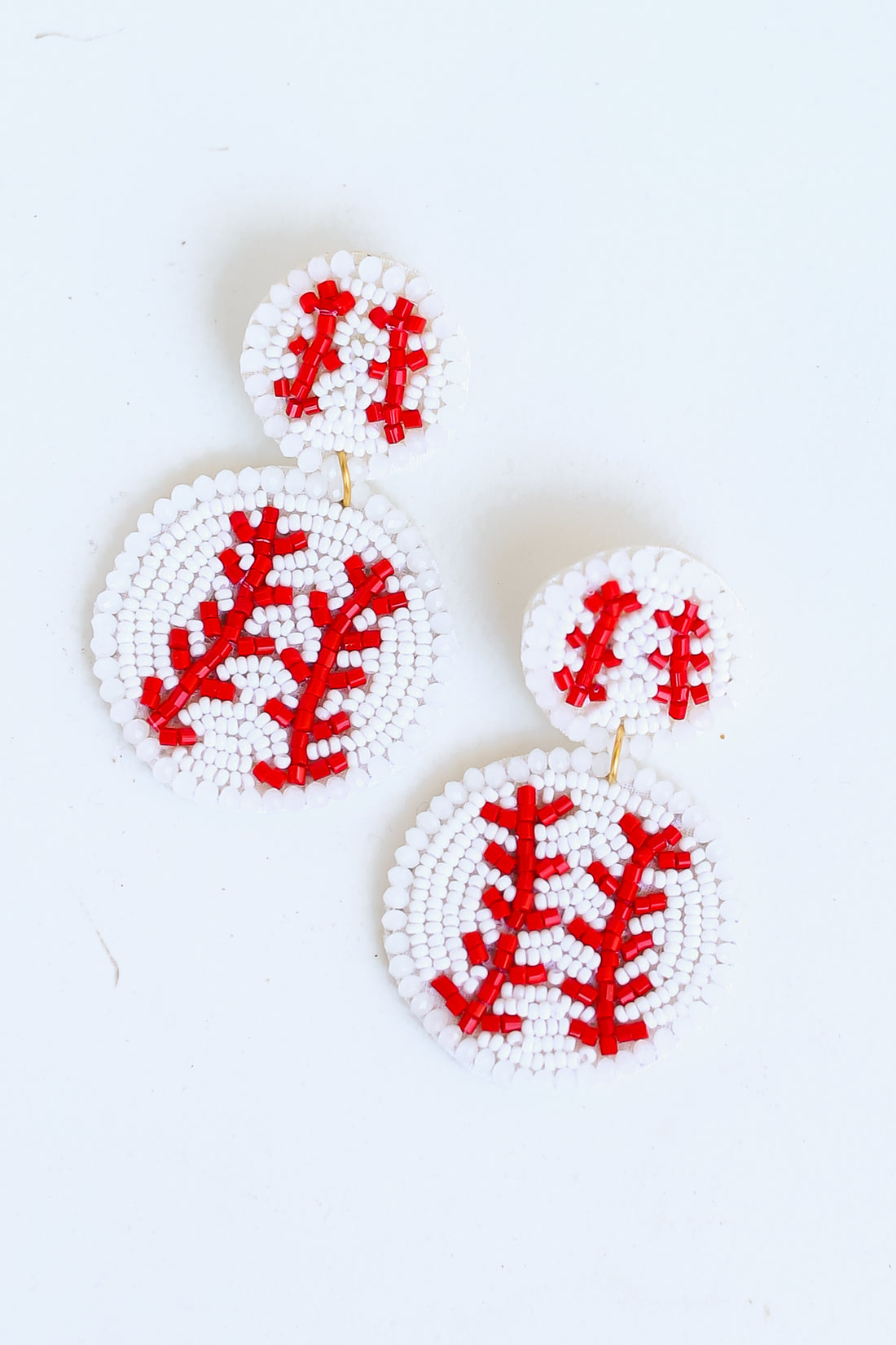 Baseball Beaded Drop Earrings