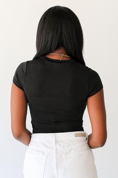 black basic Bodysuit back view