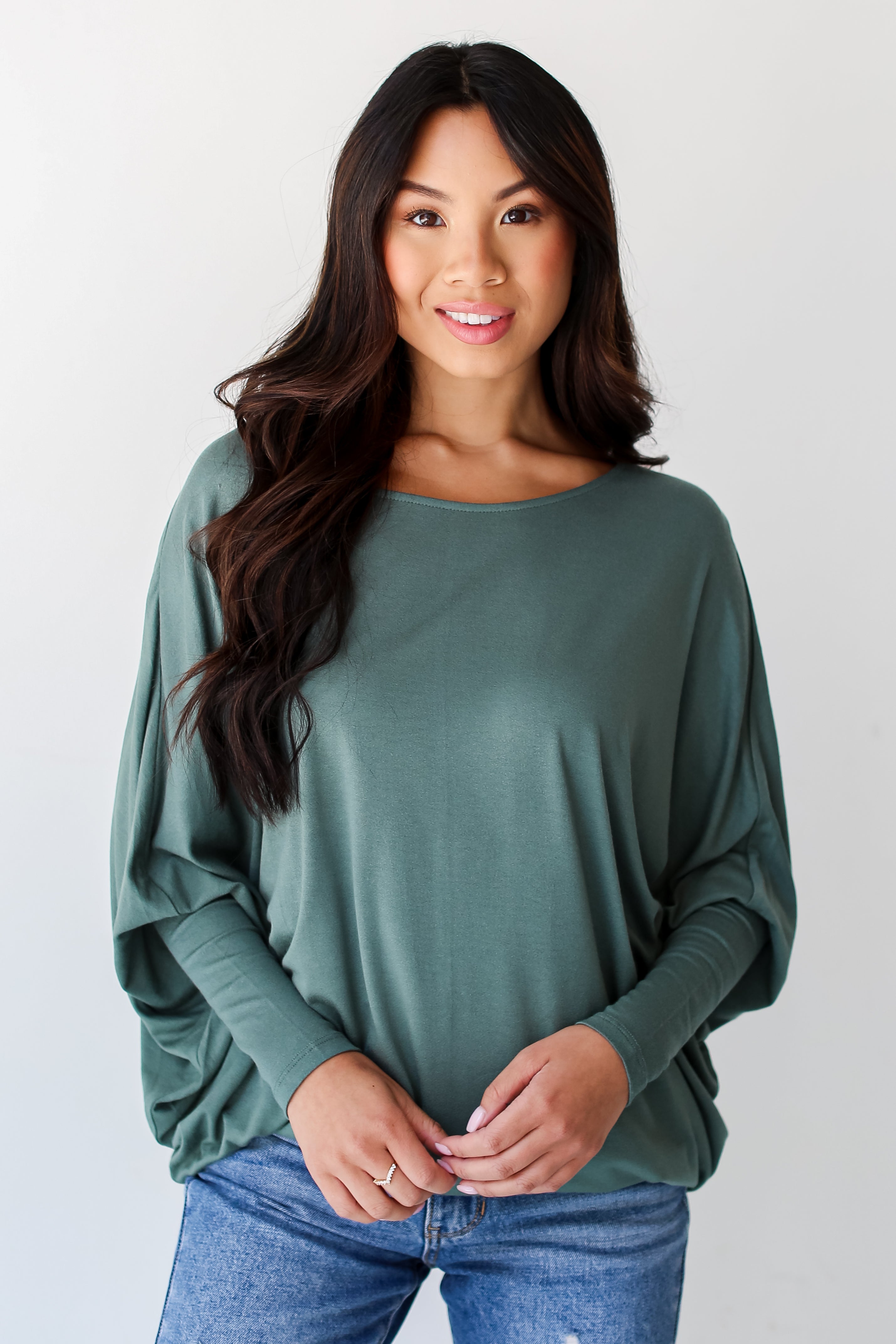 teal Oversized Top front view