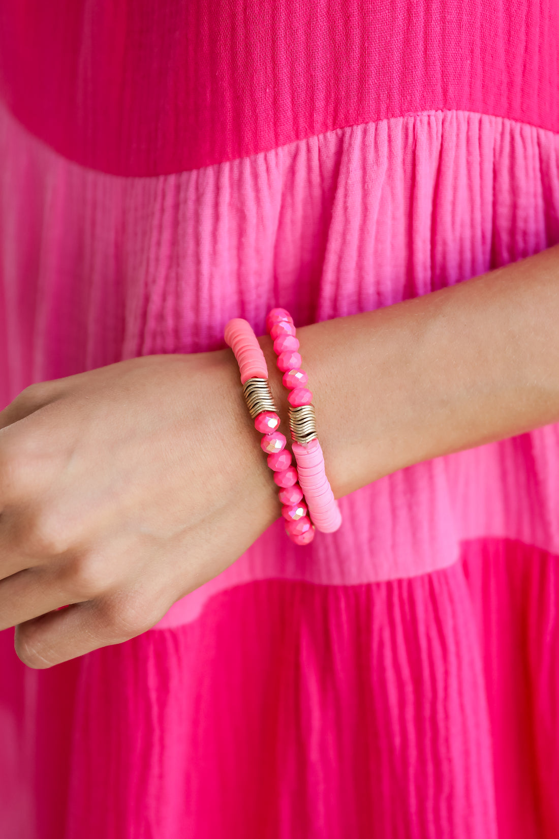 Zoey Hot Pink Beaded Bracelet Set