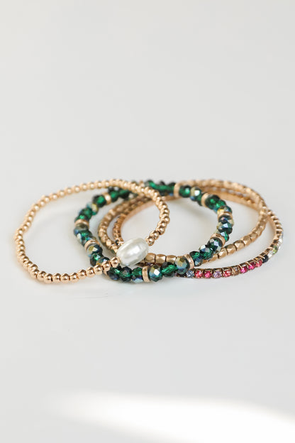 Sydney Green Beaded Bracelet Set