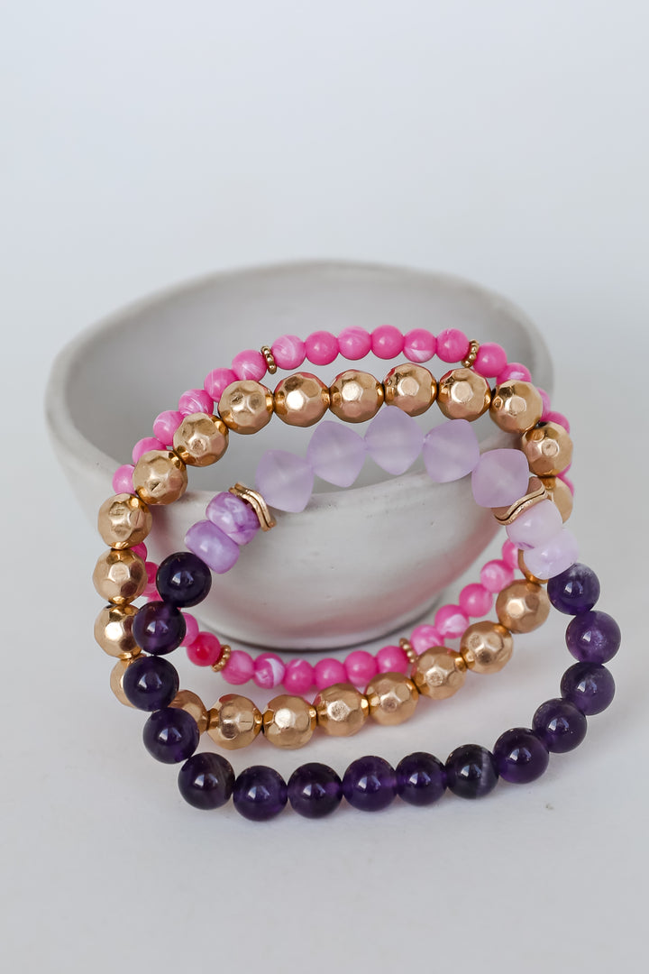 Eloise Purple Beaded Bracelet Set