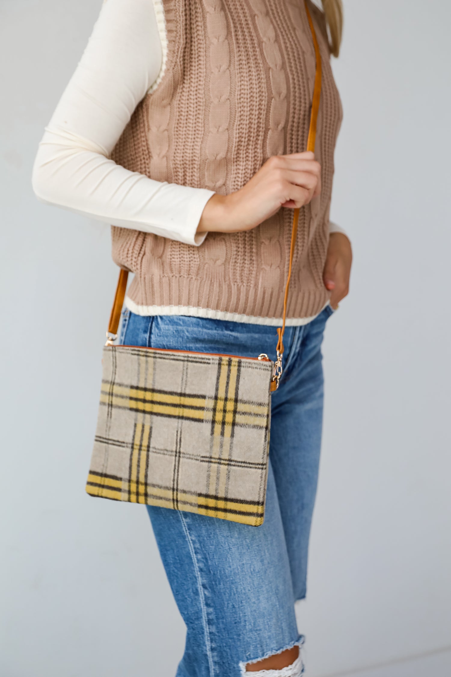 Tasteful Aesthetic Plaid Crossbody Bag