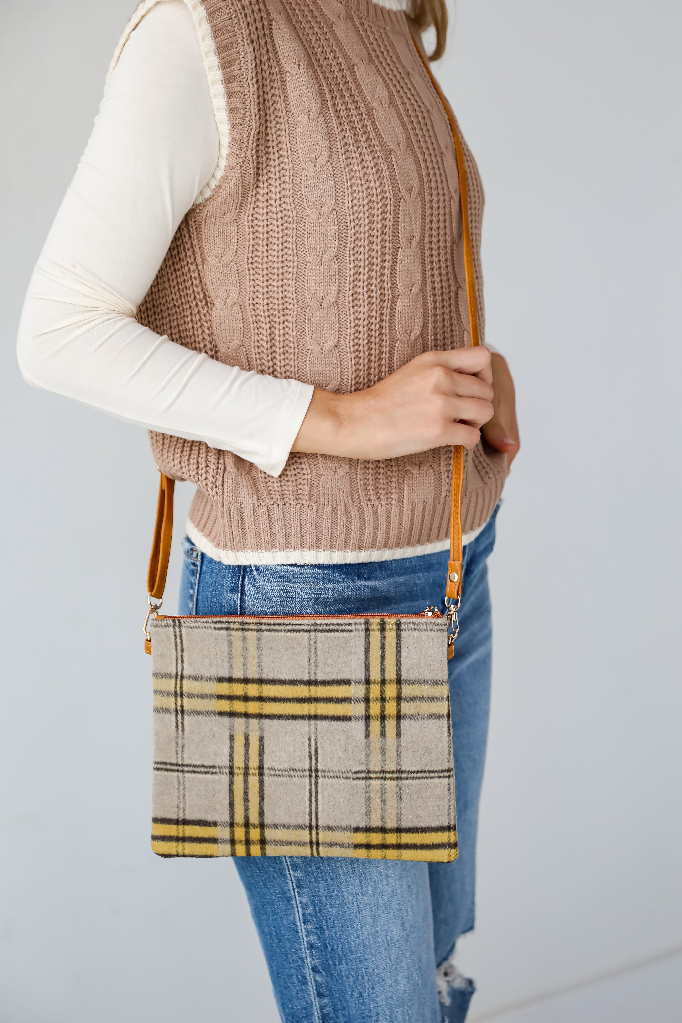 Tasteful Aesthetic Plaid Crossbody Bag