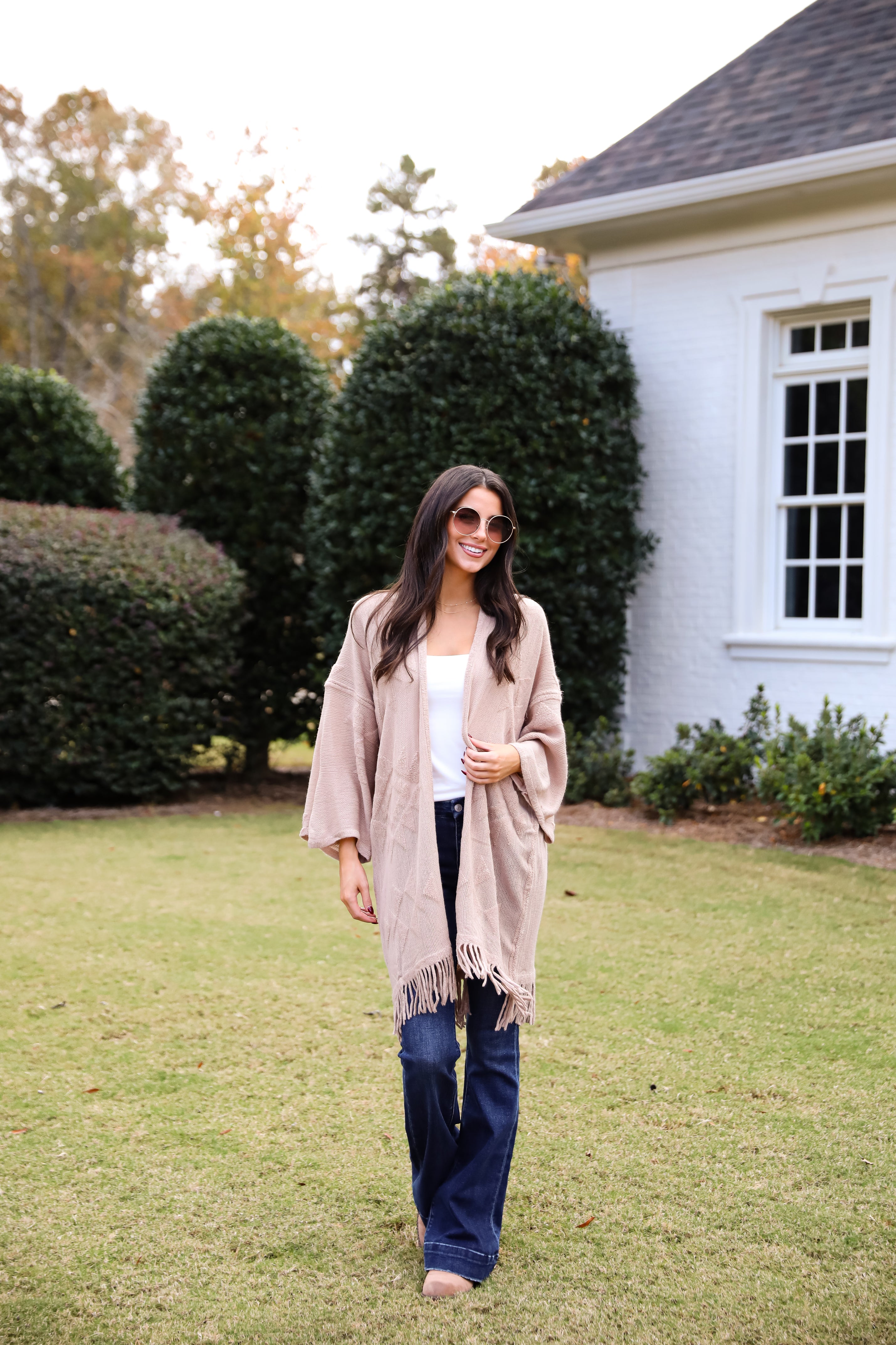 Cozy Inclination Beige Fringe Shawl