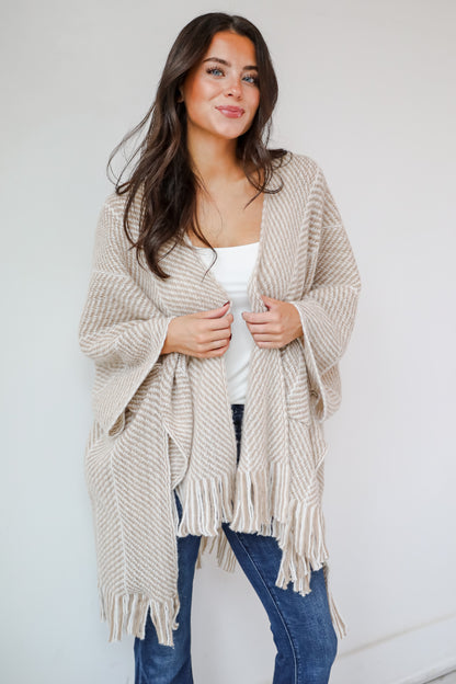 Care For You Beige Fringe Shawl