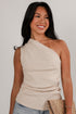Just My Vibe Beige Knit One-Shoulder Tank