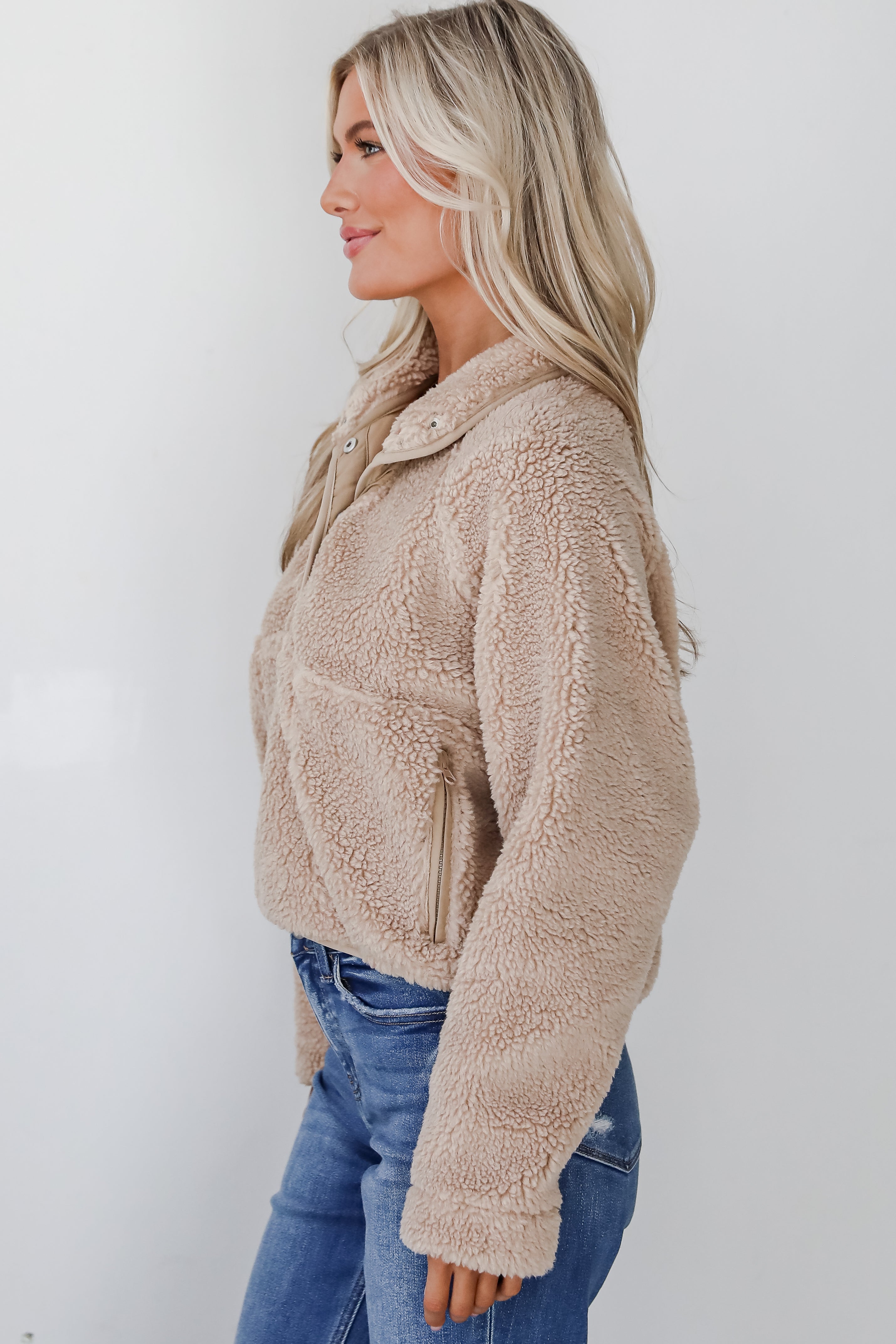 Hit The Slopes Beige Sherpa Pullover