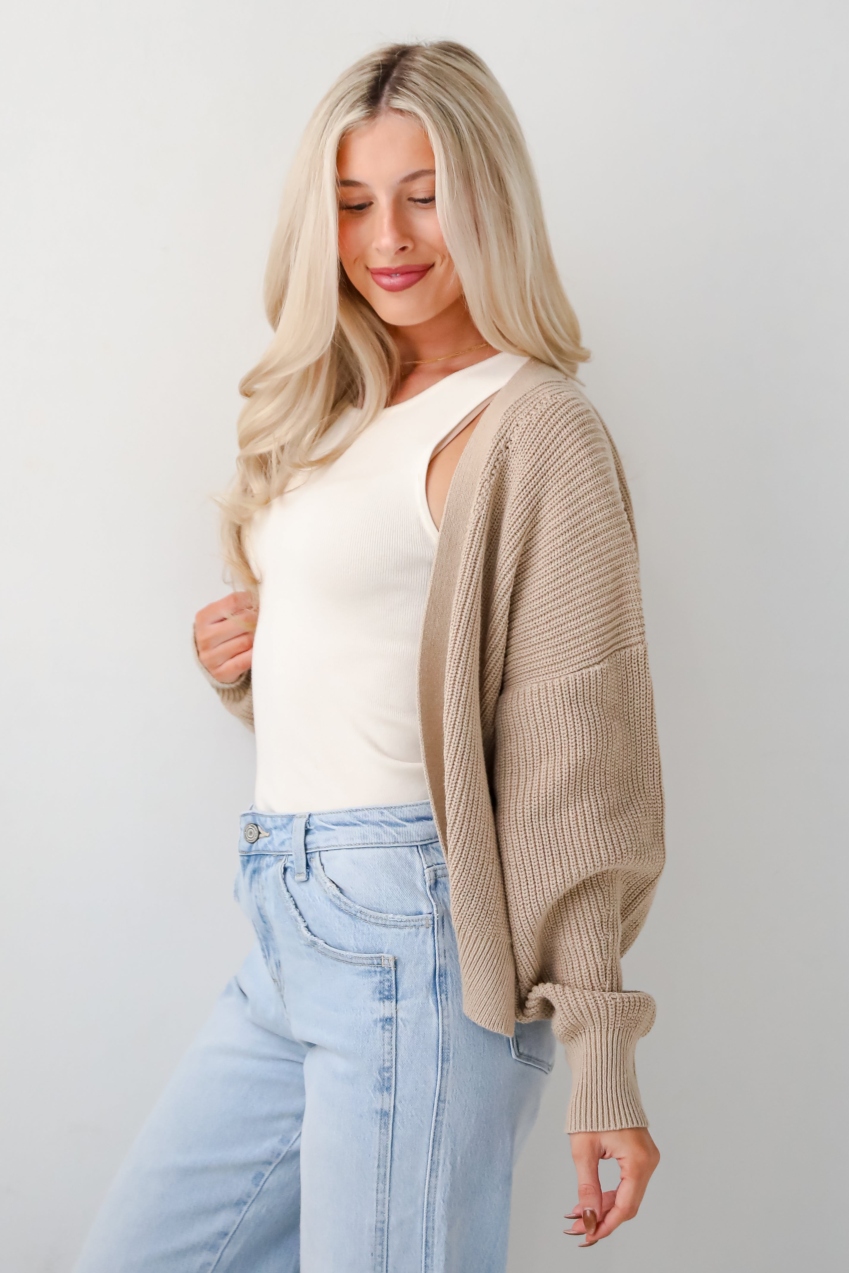 Completely Cozy Beige Sweater Cardigan