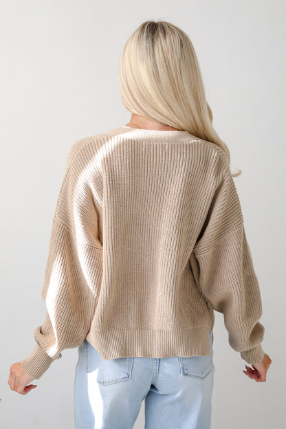 Completely Cozy Beige Sweater Cardigan