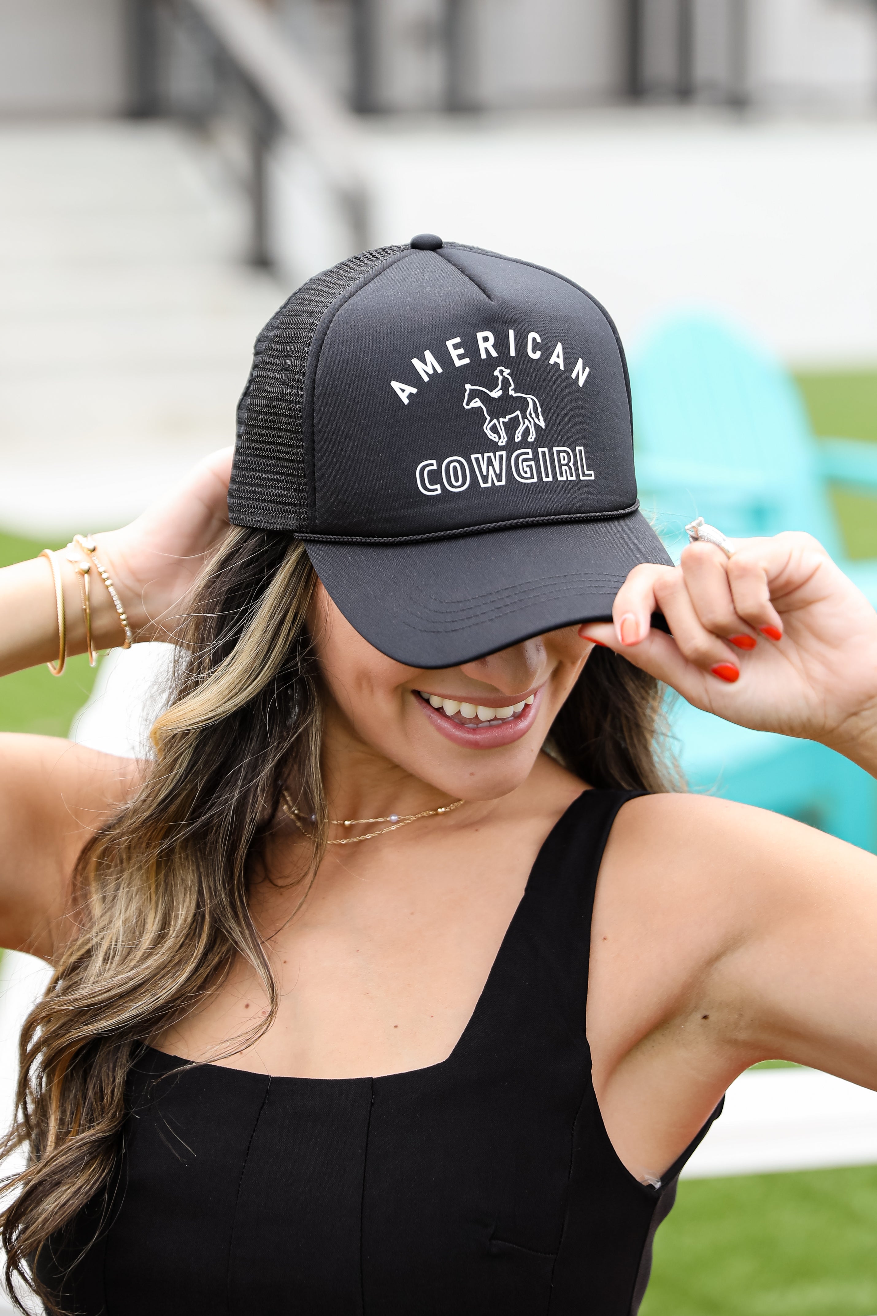 Black American Cowgirl Trucker Hat