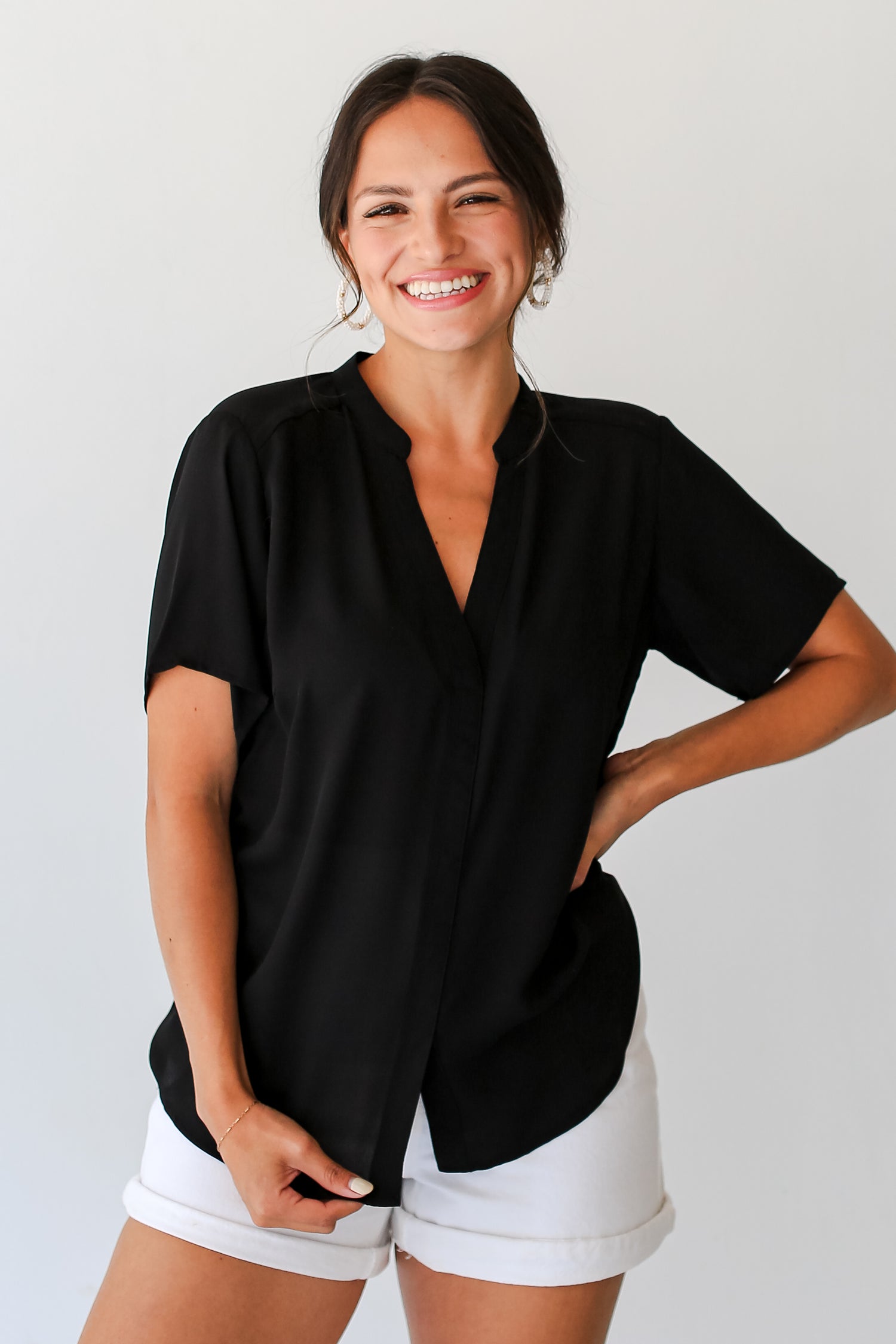 black Blouse on model