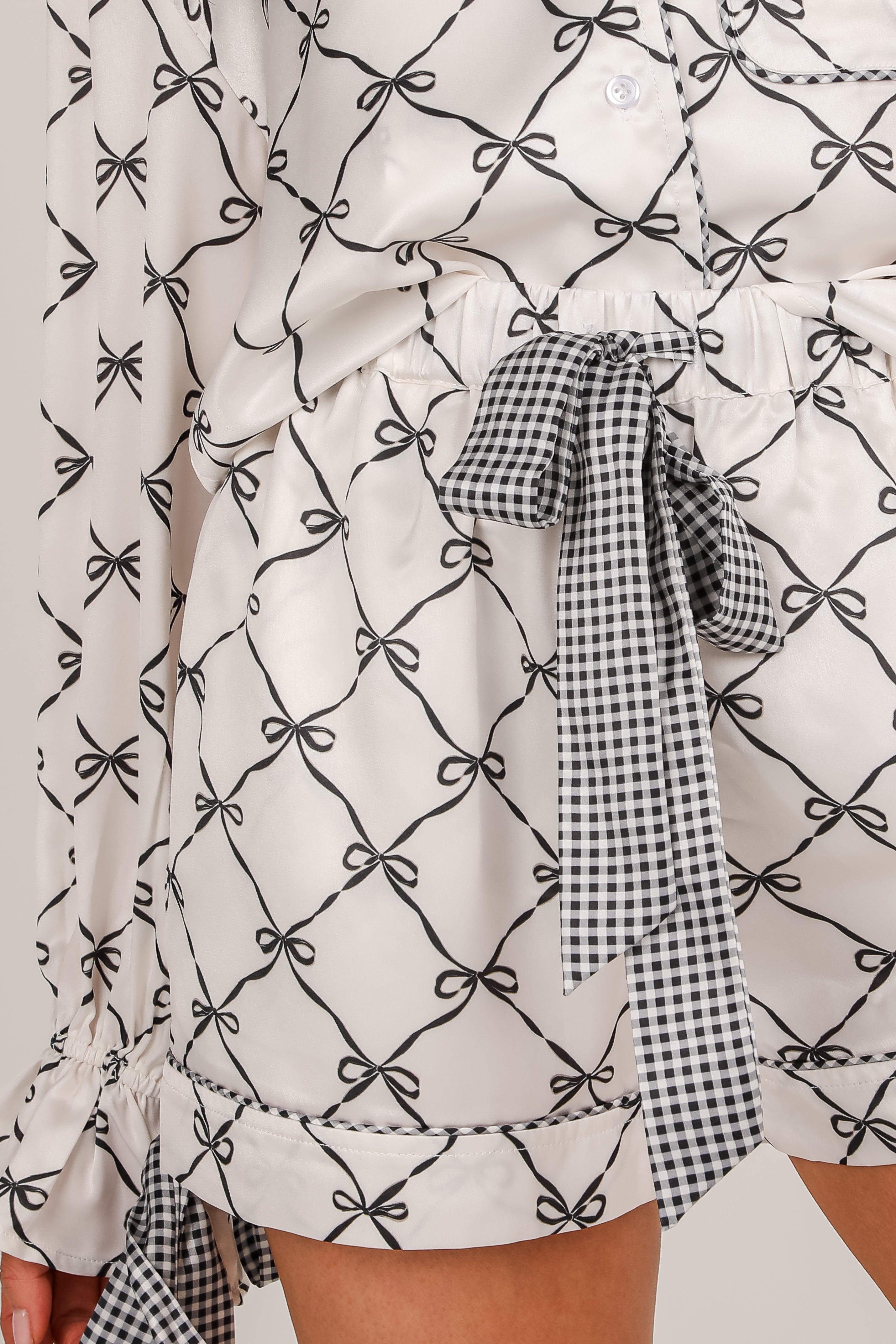 Peaceful Mornings Black Bow Pajama Shorts