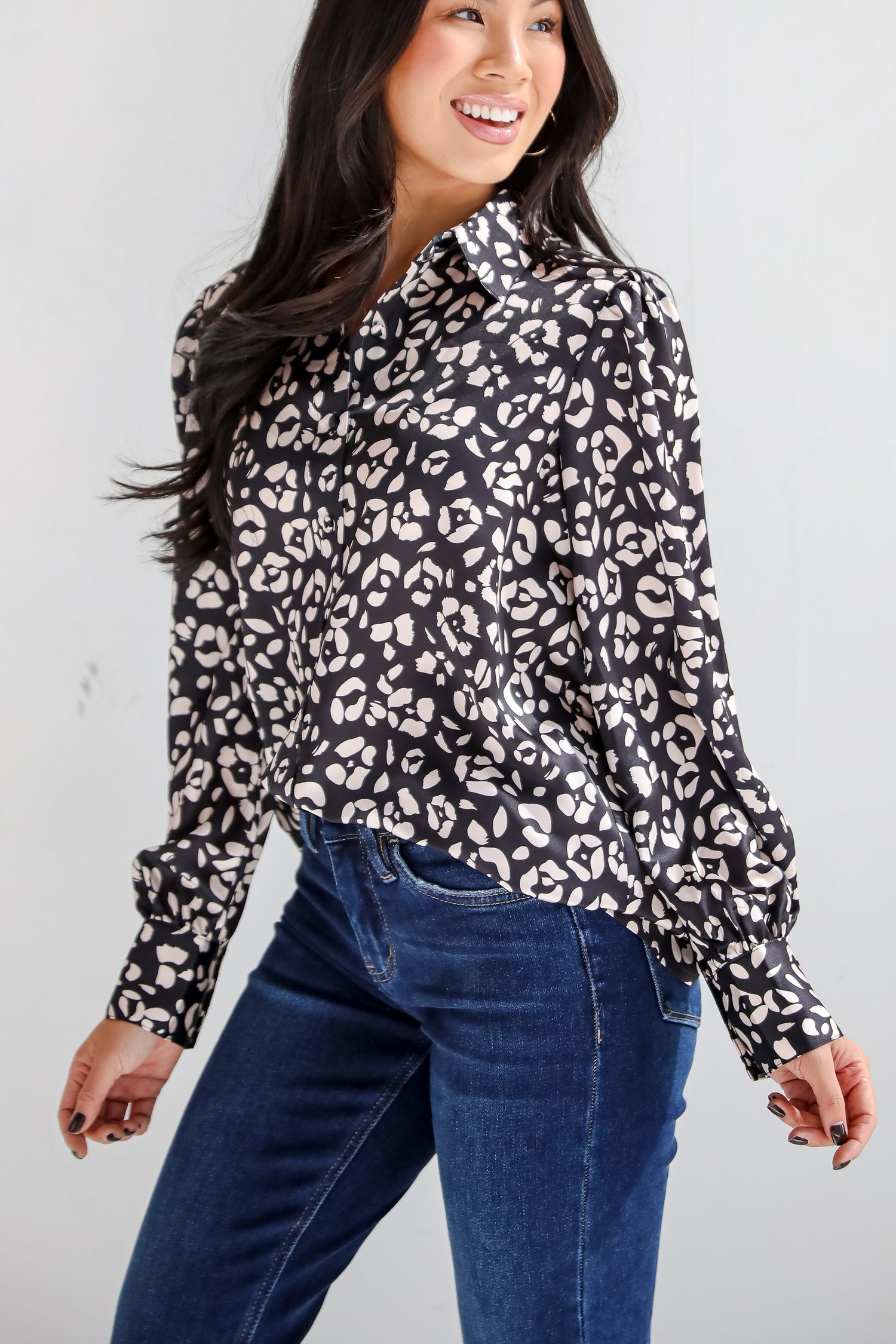 Luxe Favorite Black Button-Up Blouse