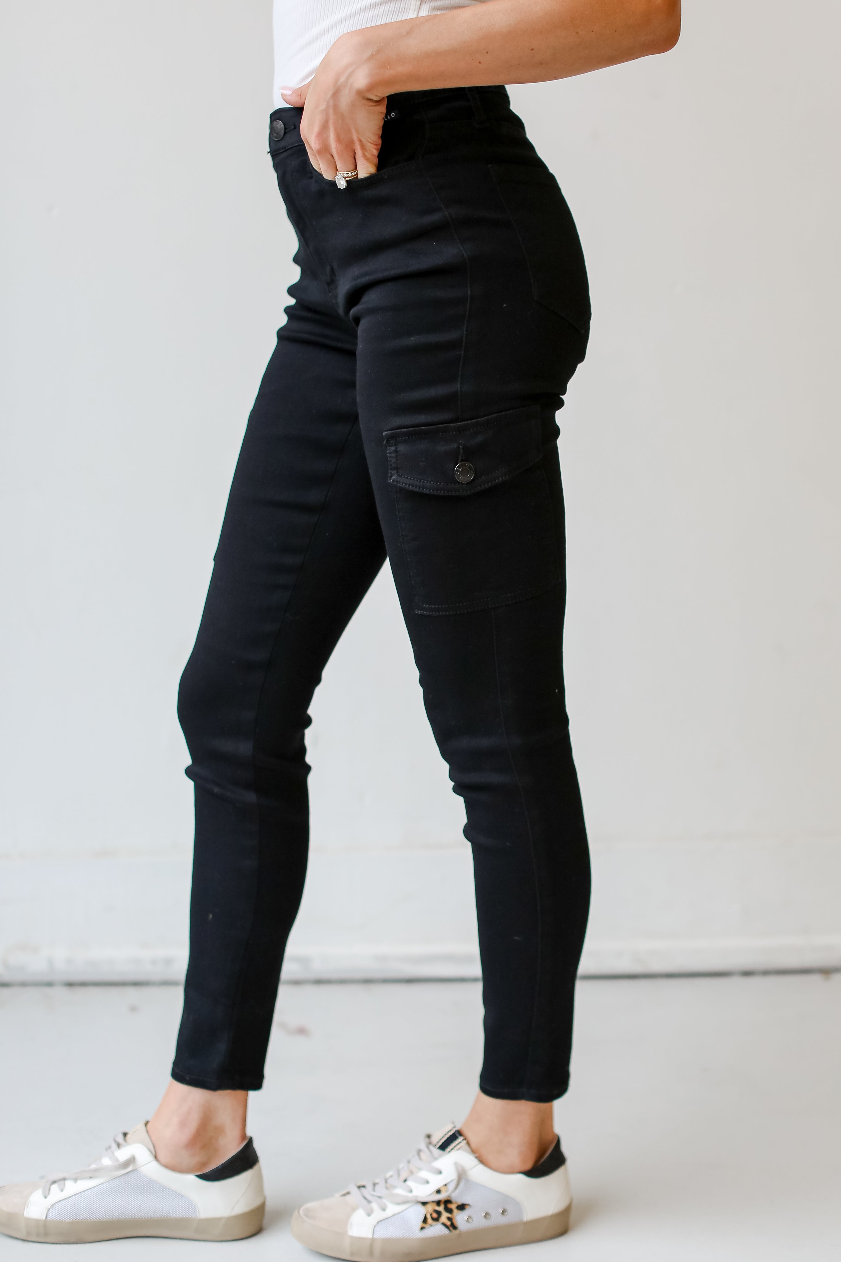 Black Denim Skinny Jeans side view