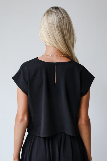 Effortless Escape Black Cropped Blouse