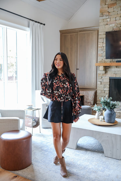 Luxe Possibilities Black Floral Blouse