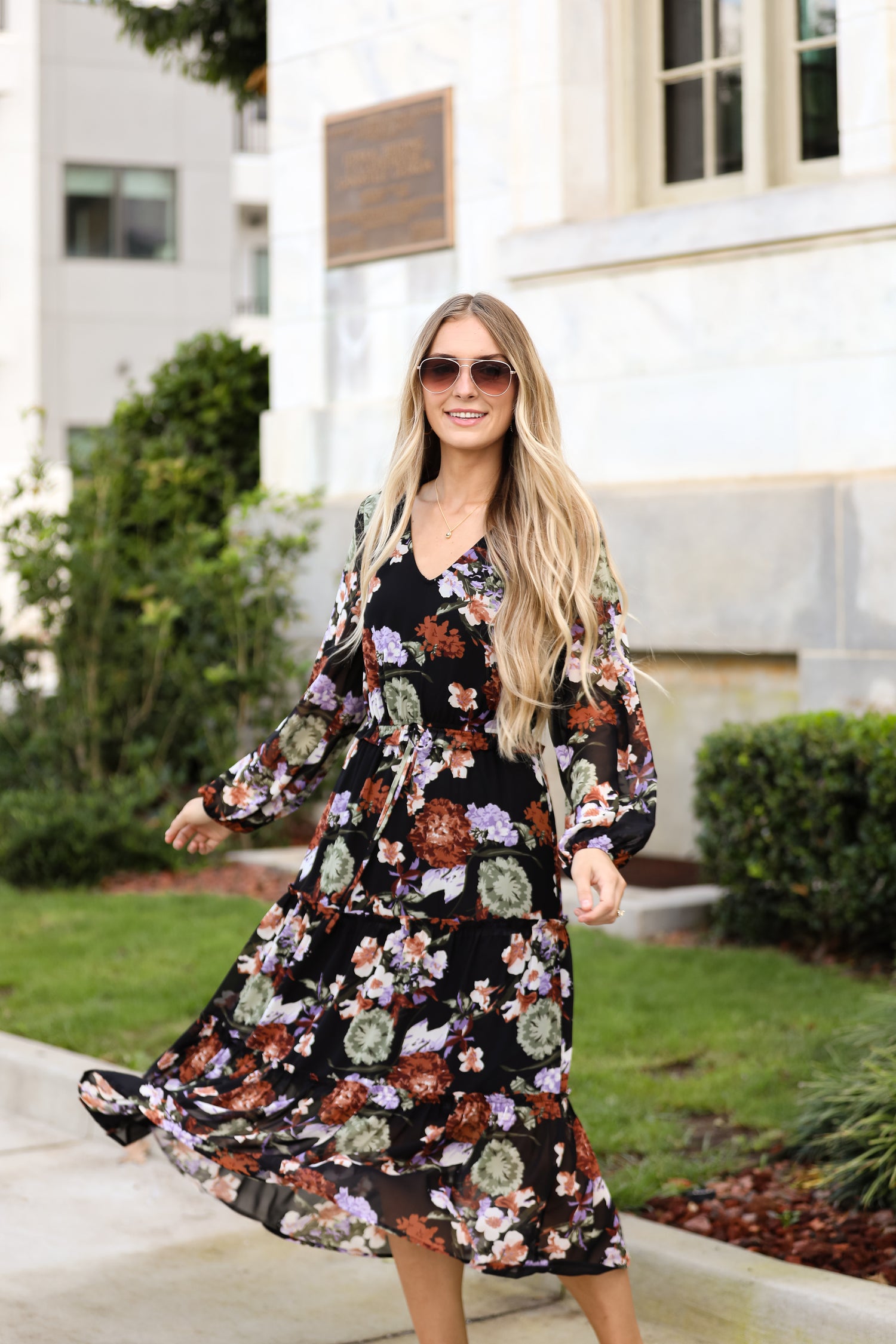 Prepared To Impress Black Floral Midi Dress