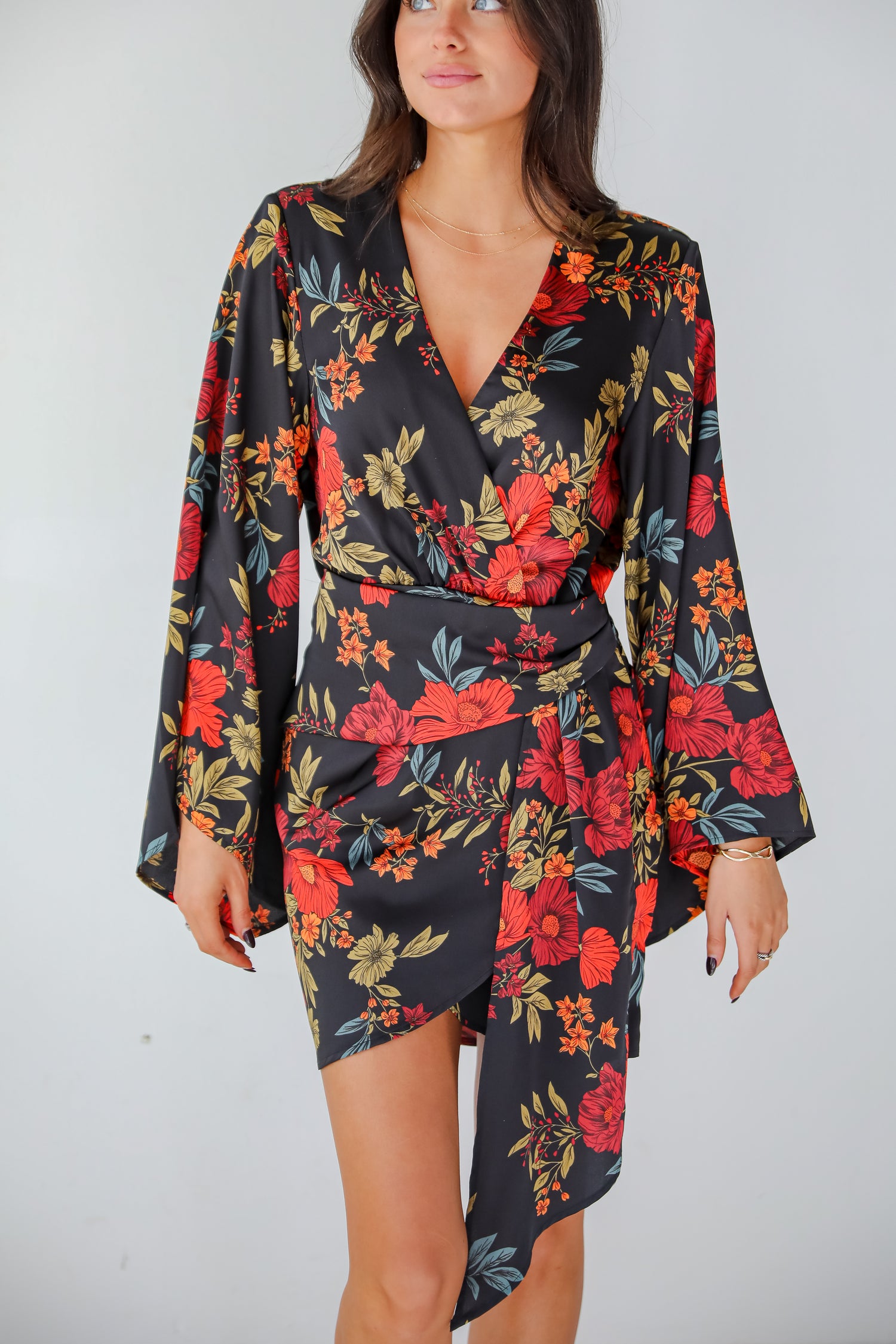 Luxurious Statement Black Floral Mini Dress