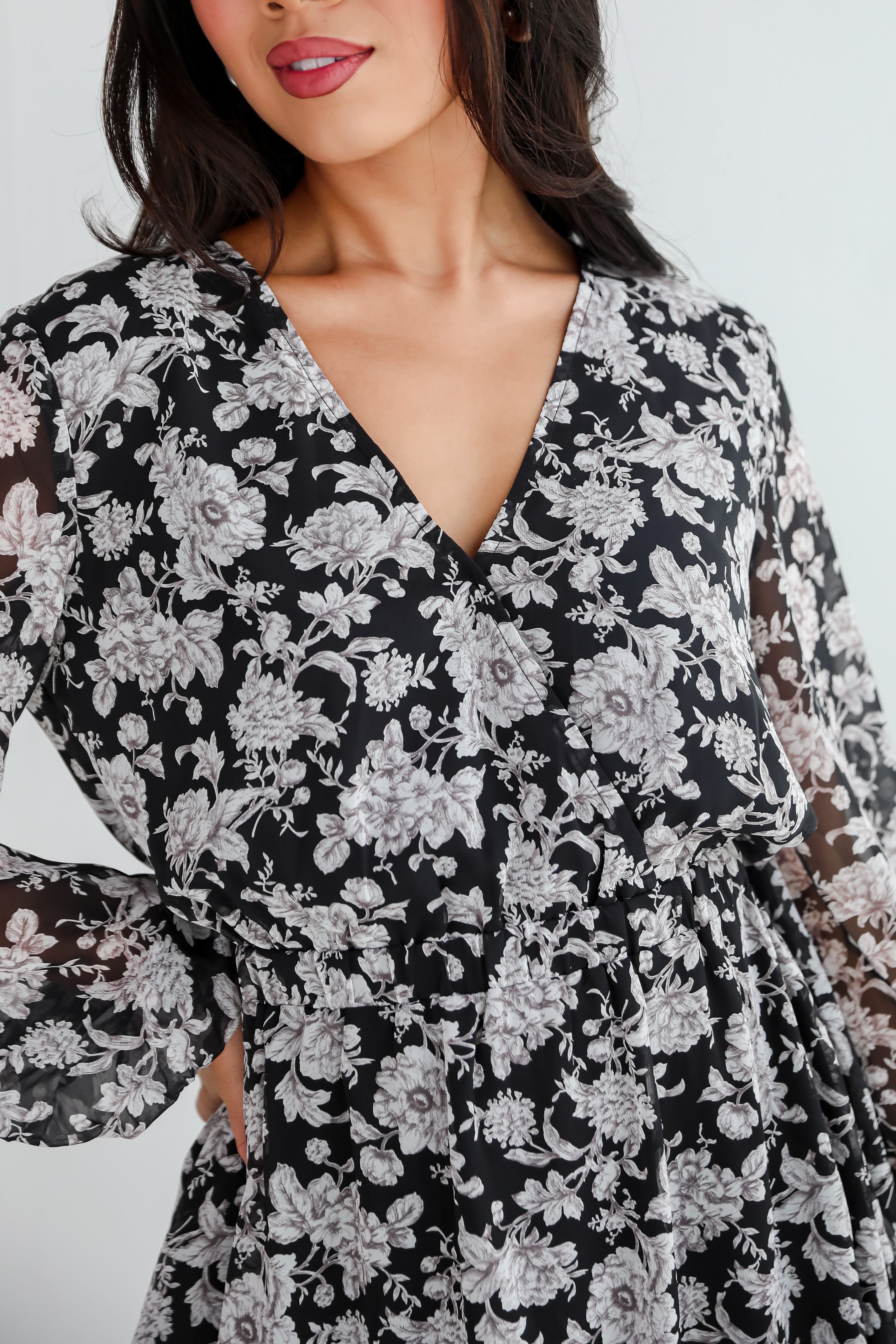 Romance In The Making Black Floral Mini Dress