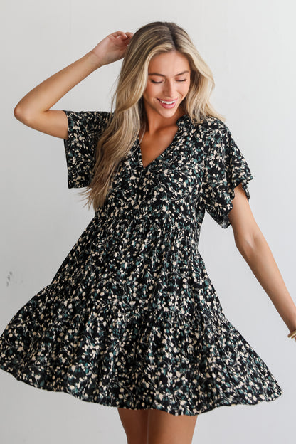 Enchanting Energy Black Floral Mini Dress