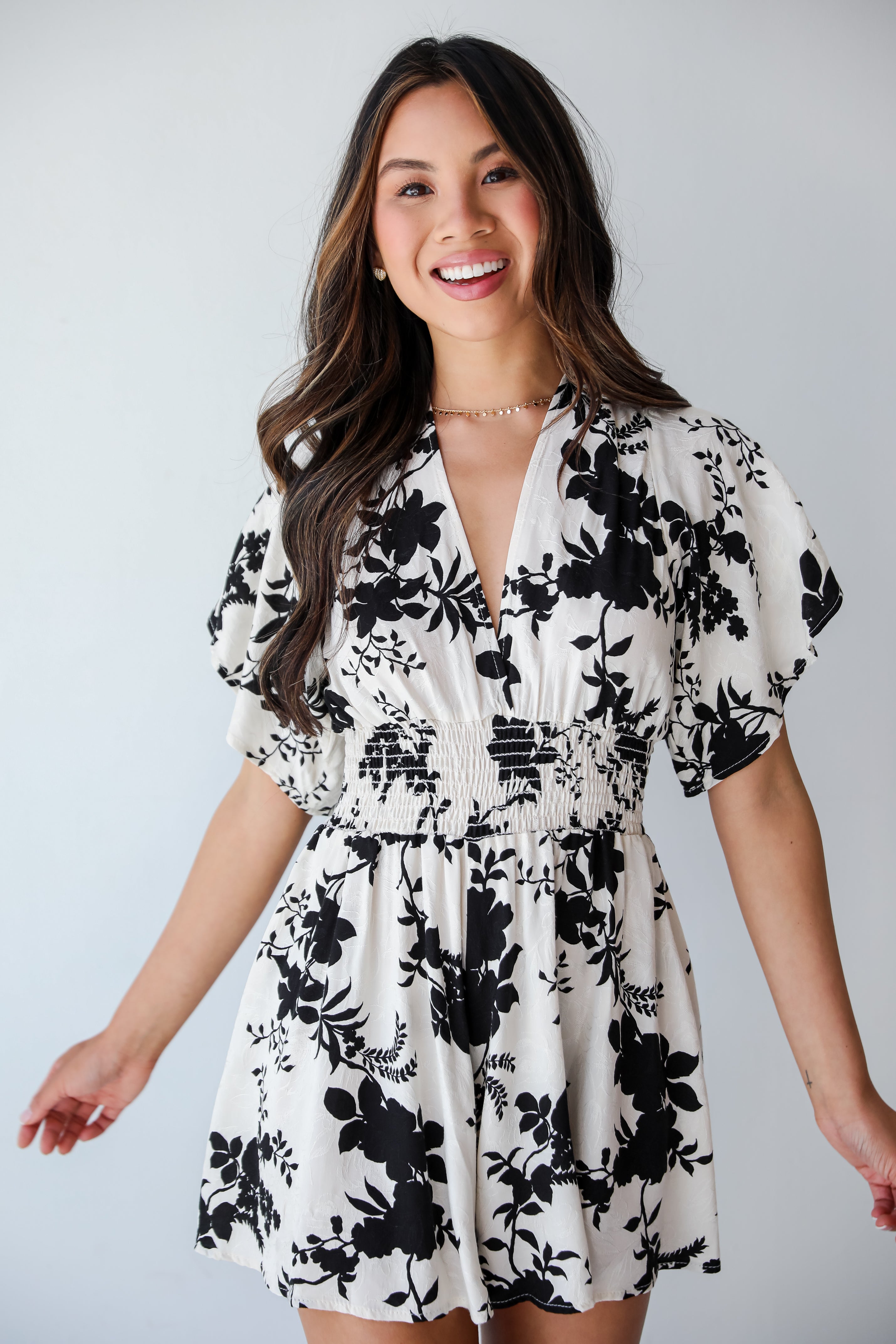 flowy Ivory Floral Romper