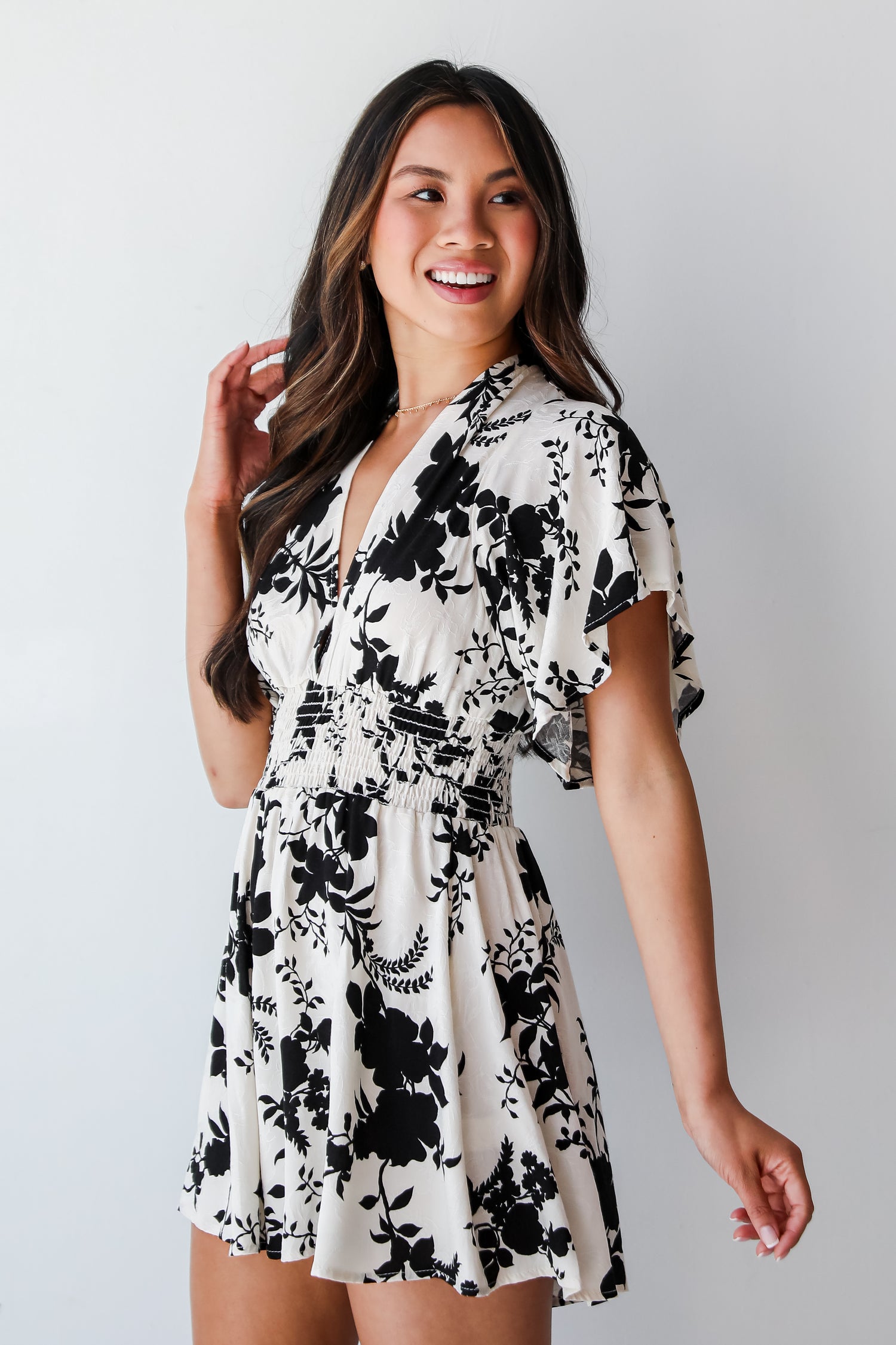 Ivory Floral Romper for women